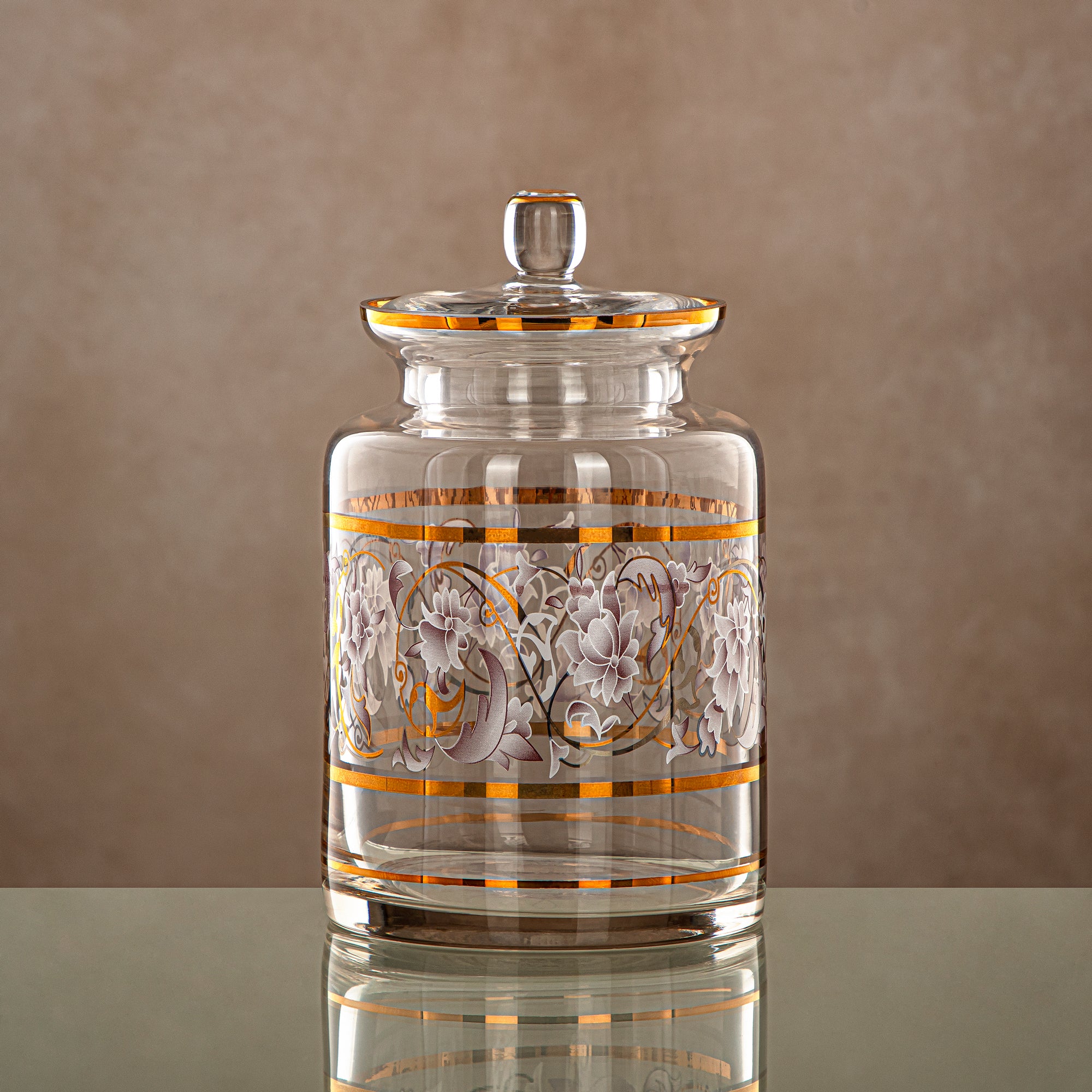 وعاء حلوى المرجان 1200ML، زجاج، نقش شفاف وذهبي (0185T-ZQDL) - تجمعات عائلية