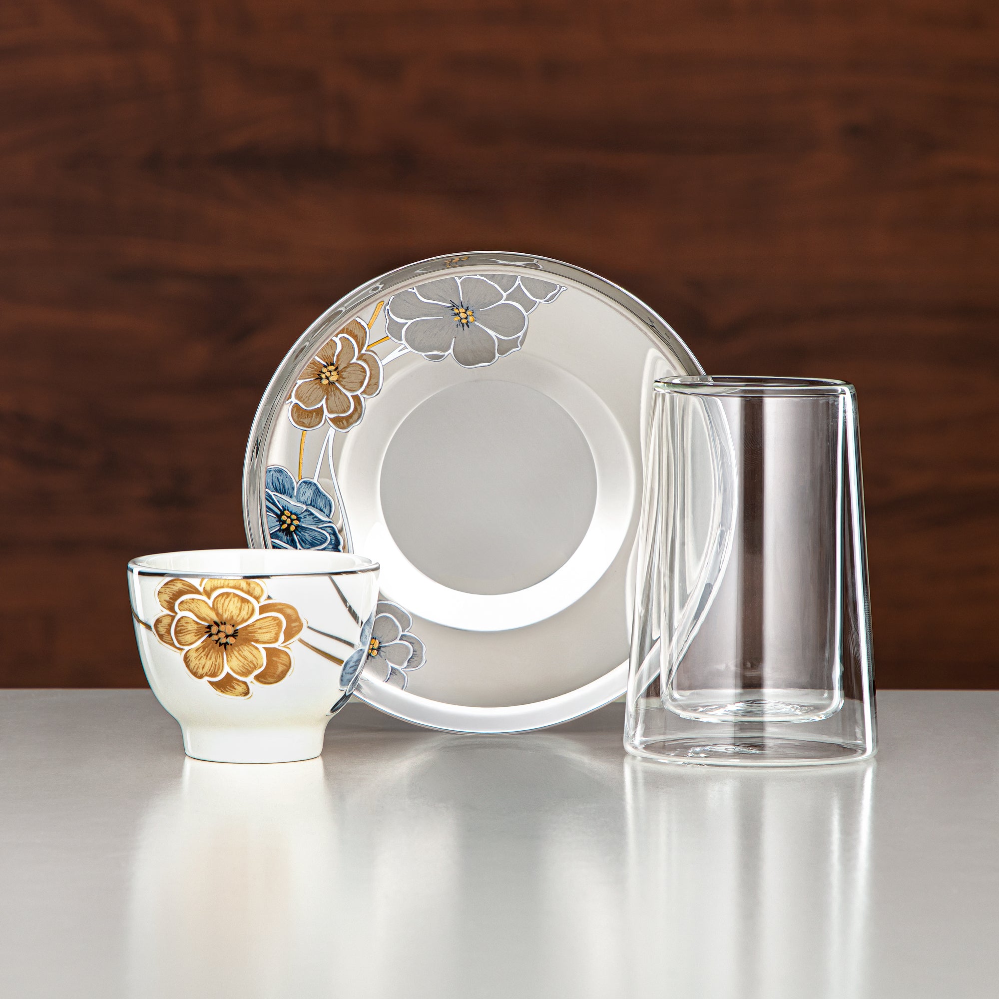 Almarjan Vacuum Flask Set 20 Pieces | Silver & Gold 1L + 1L (GOK-S-S-G + 18PCS-12256-3) – Elegant Serving | Gatherings, Special Occasions, Ramadan, Eid