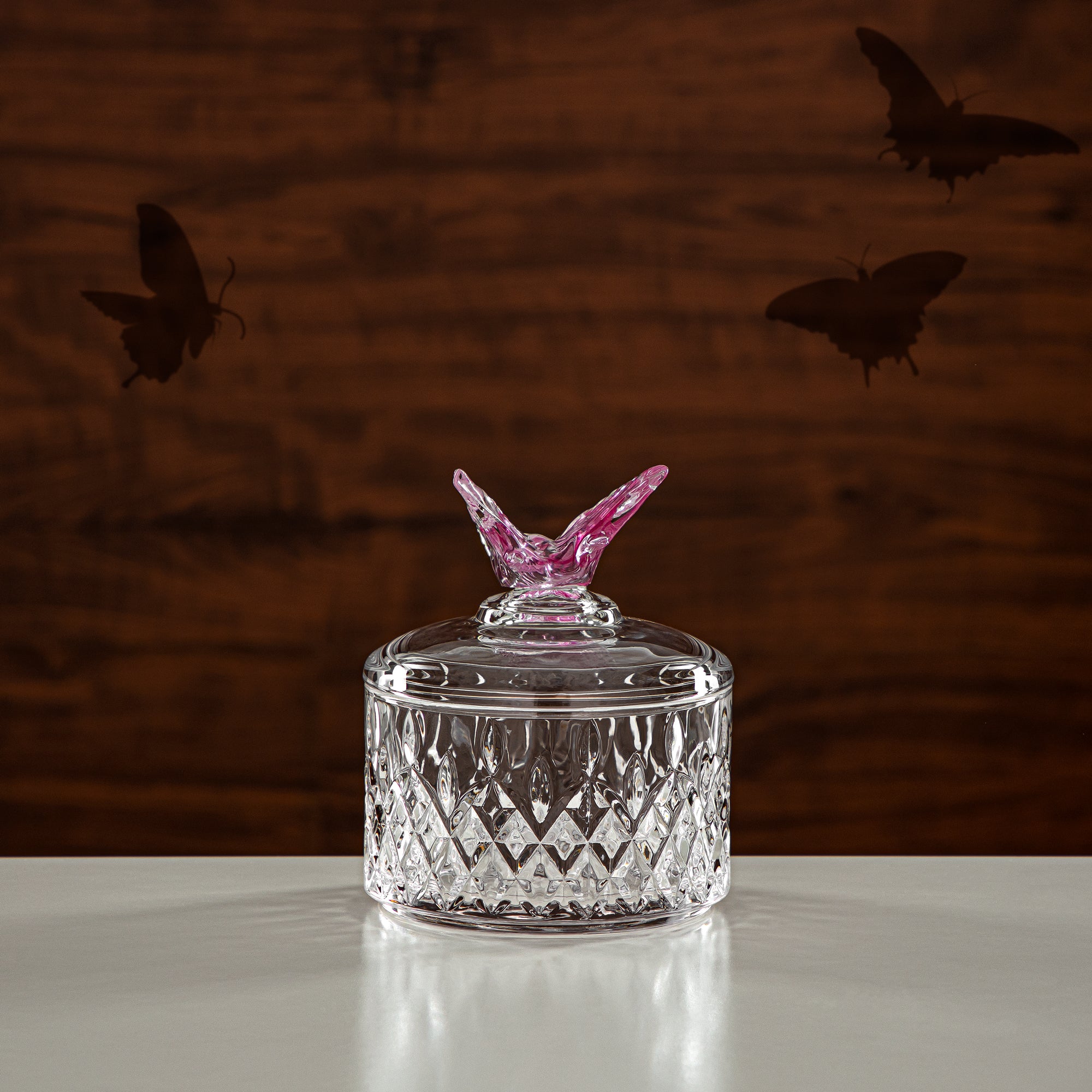 Almarjan Candy Bowl 10.5CM Glass Clear & Pink (41245-275-BG) Elegant Hosting Pieces