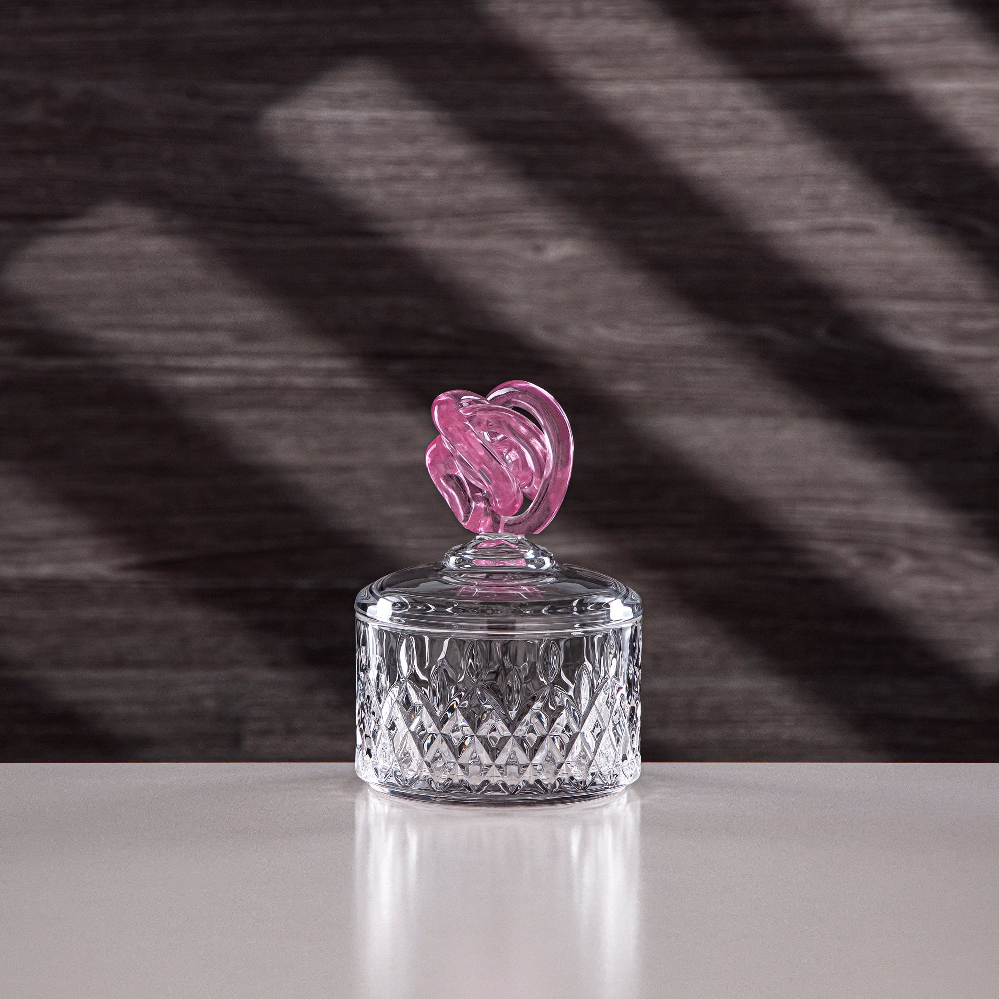 Almarjan Sugar Bowl 10.5 cm Glass Clear with Pink Knot