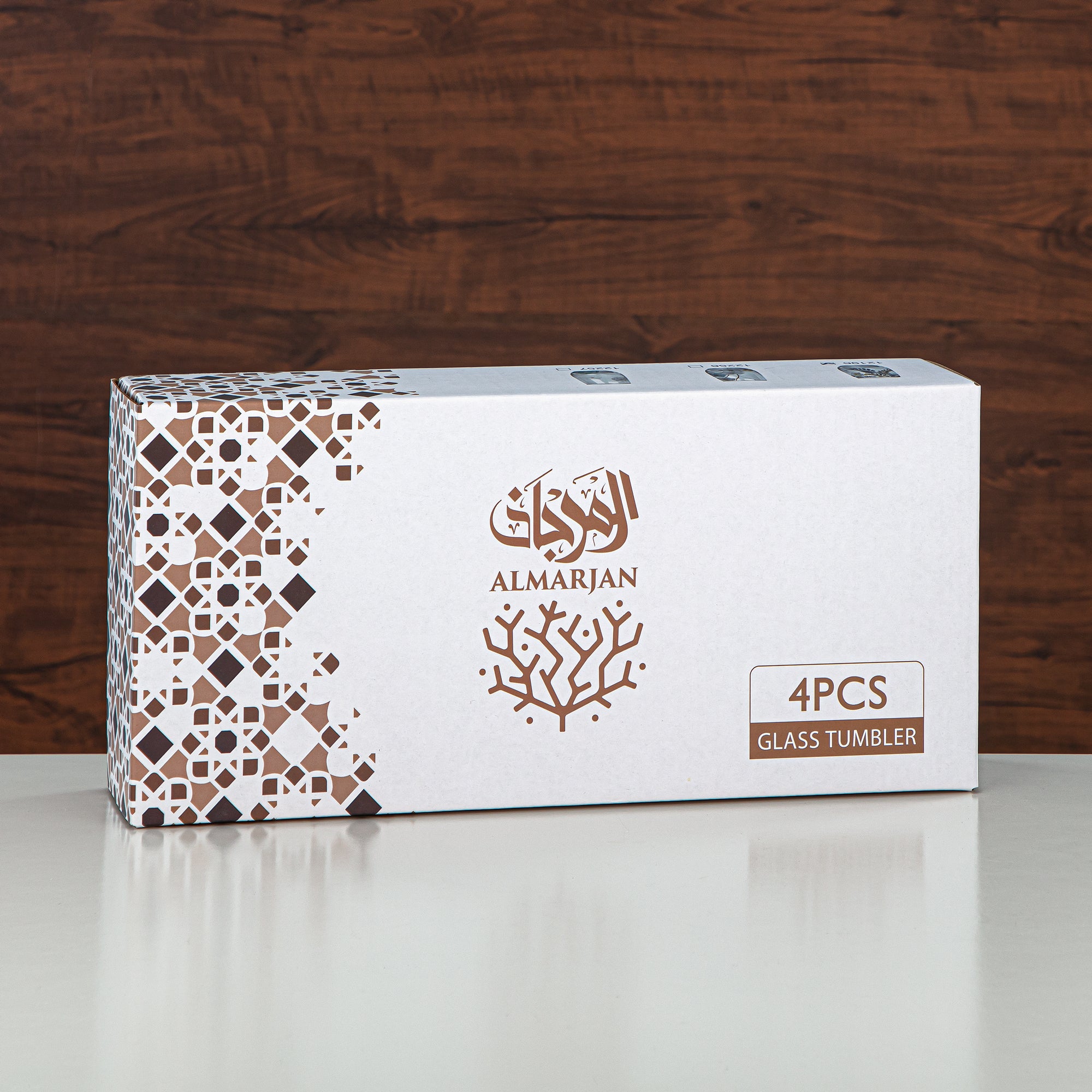 مجموعة أكواب زجاجية مزخرفة من المرجان فلورال 4 قطع (8233-5-12196) – مجموعة أدوات تقديم نباتية زرقاء