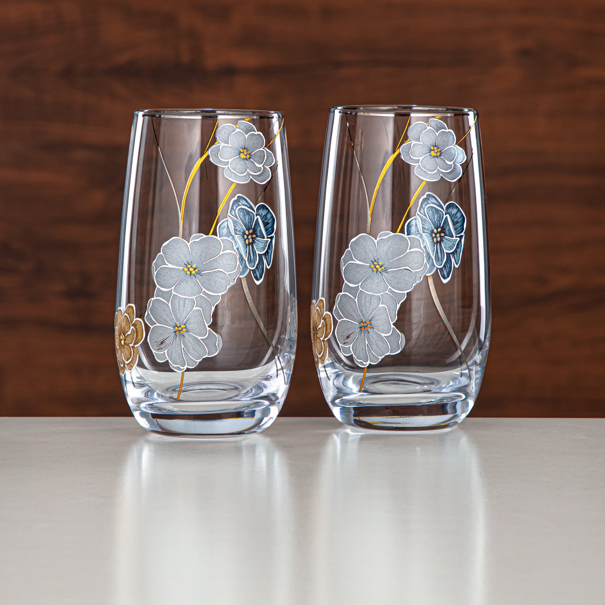 Almarjan Floral Glass Tumbler Set Printed Glass 4 Pieces (8233-5-12256) – Elegant Everyday Serveware