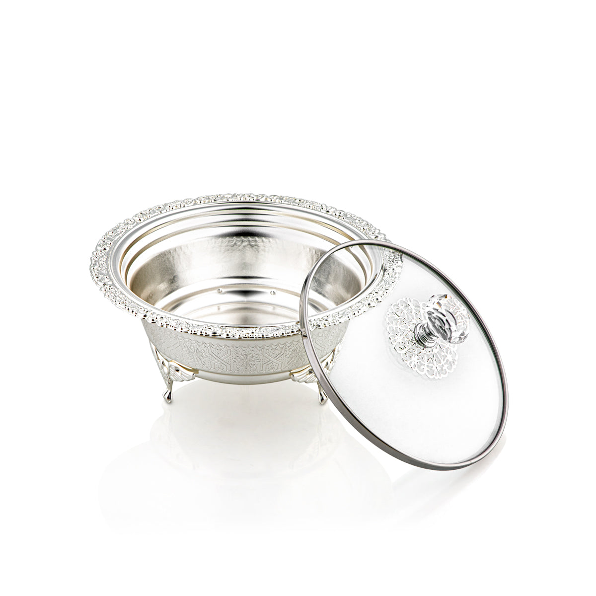 Bol Date Almarjan 18 CM Avec Couvercle En Verre Argent - 851-17 SA