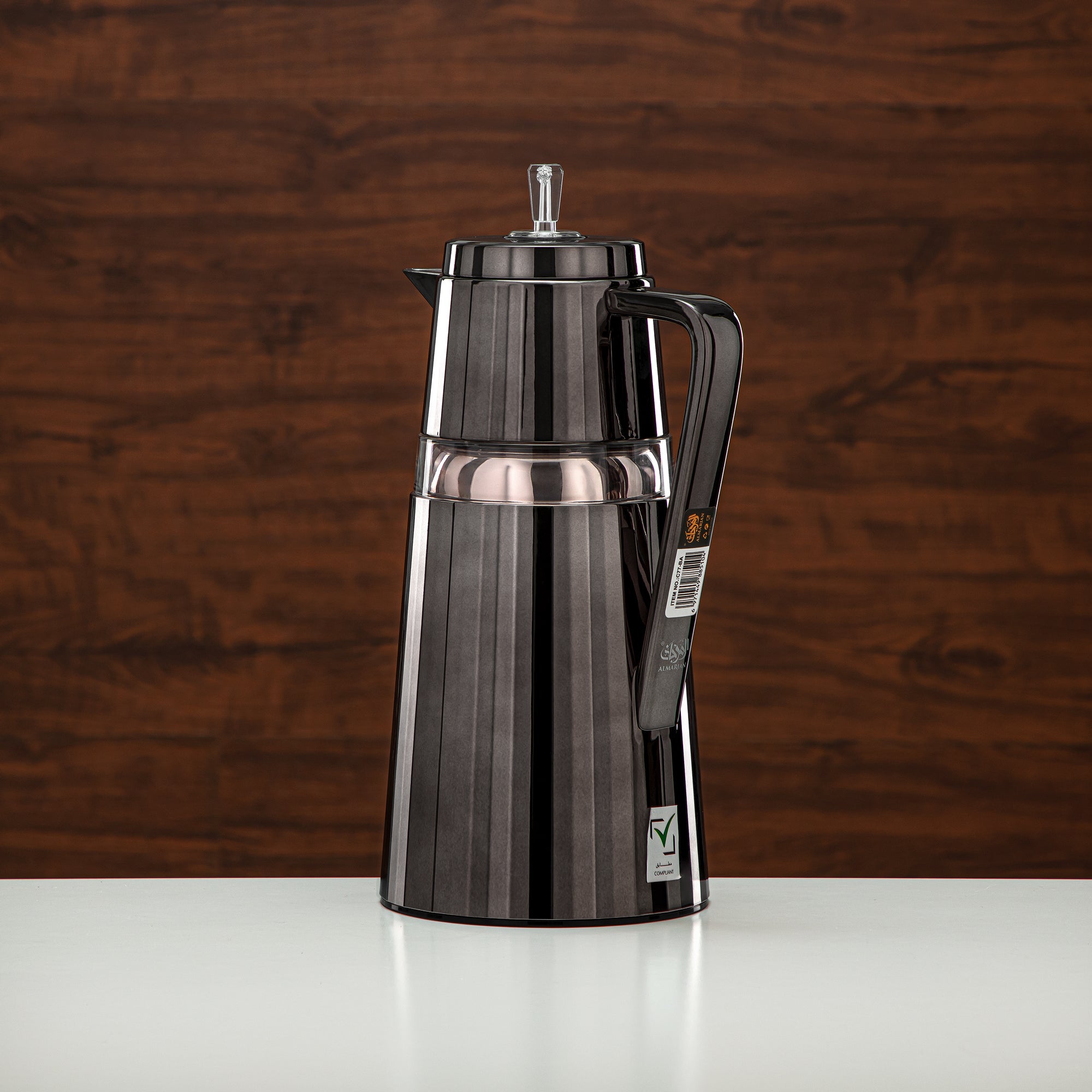 Almarjan 2 Pieces Vacuum Flask Set Black & Transparent - C77-BA