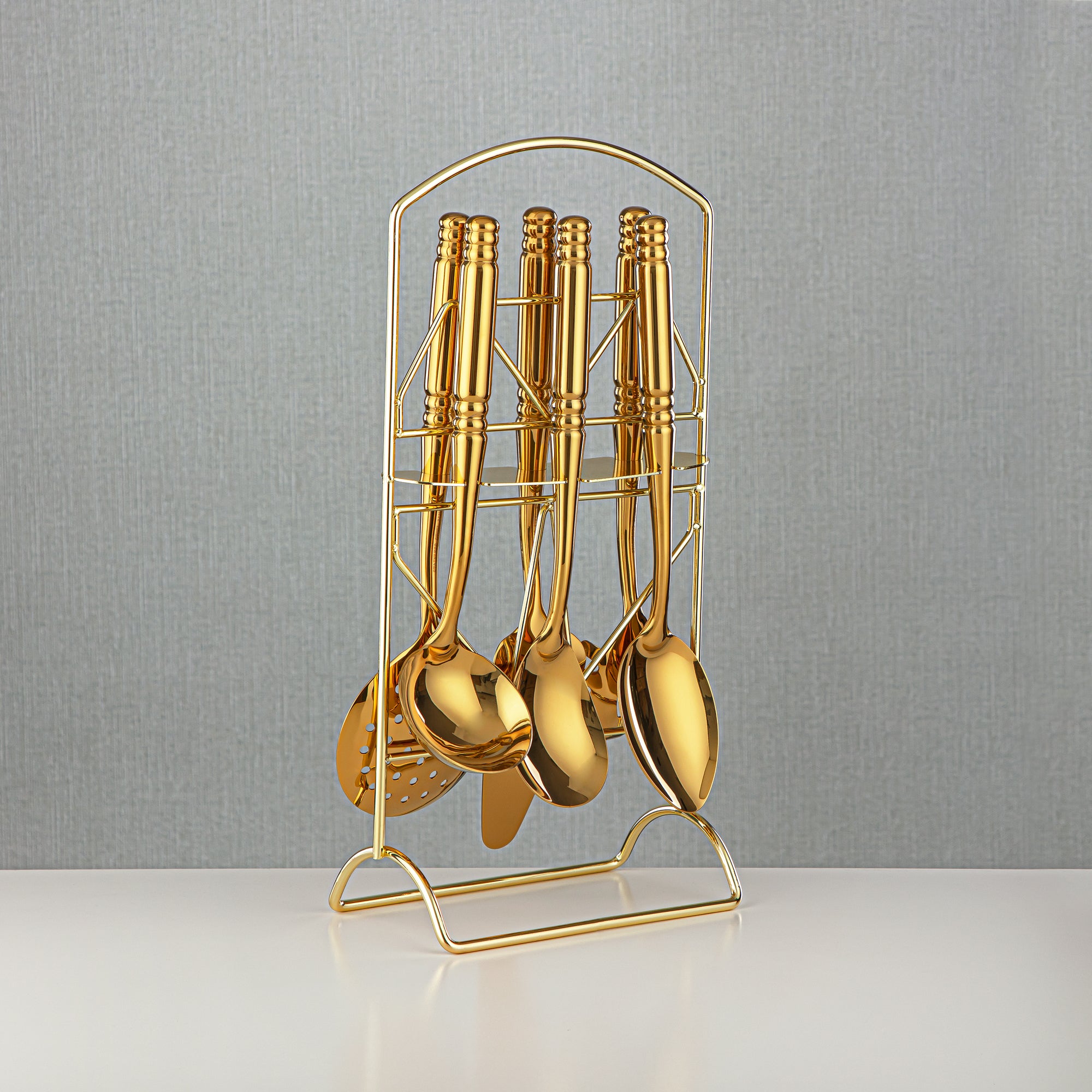 المرجان طقم ادوات مطبخ ستانلس ستيل 7 قطع ذهبي - CUT0010250