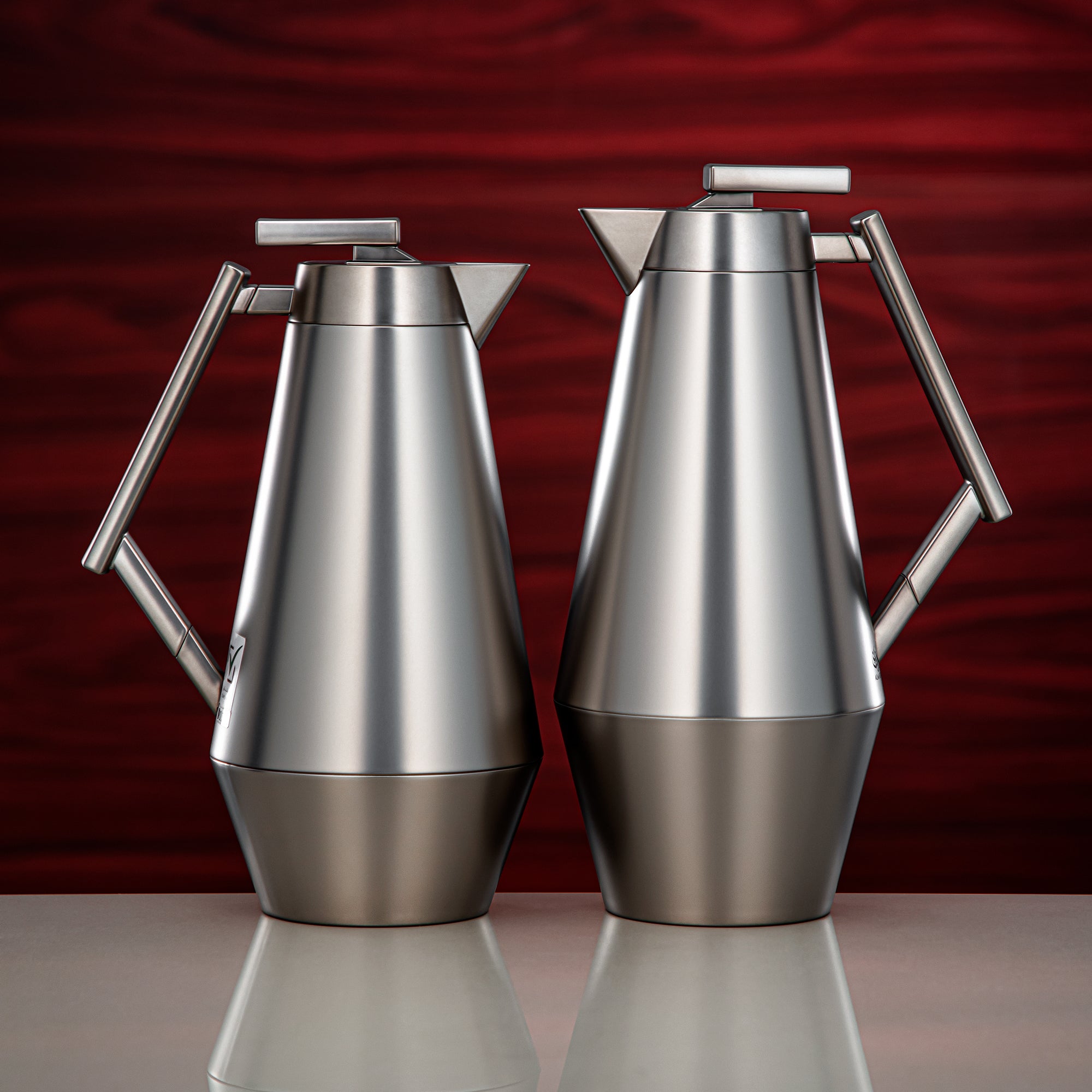 Almarjan Vacuum Flask Set 0.7L & 1L Matt Nickel