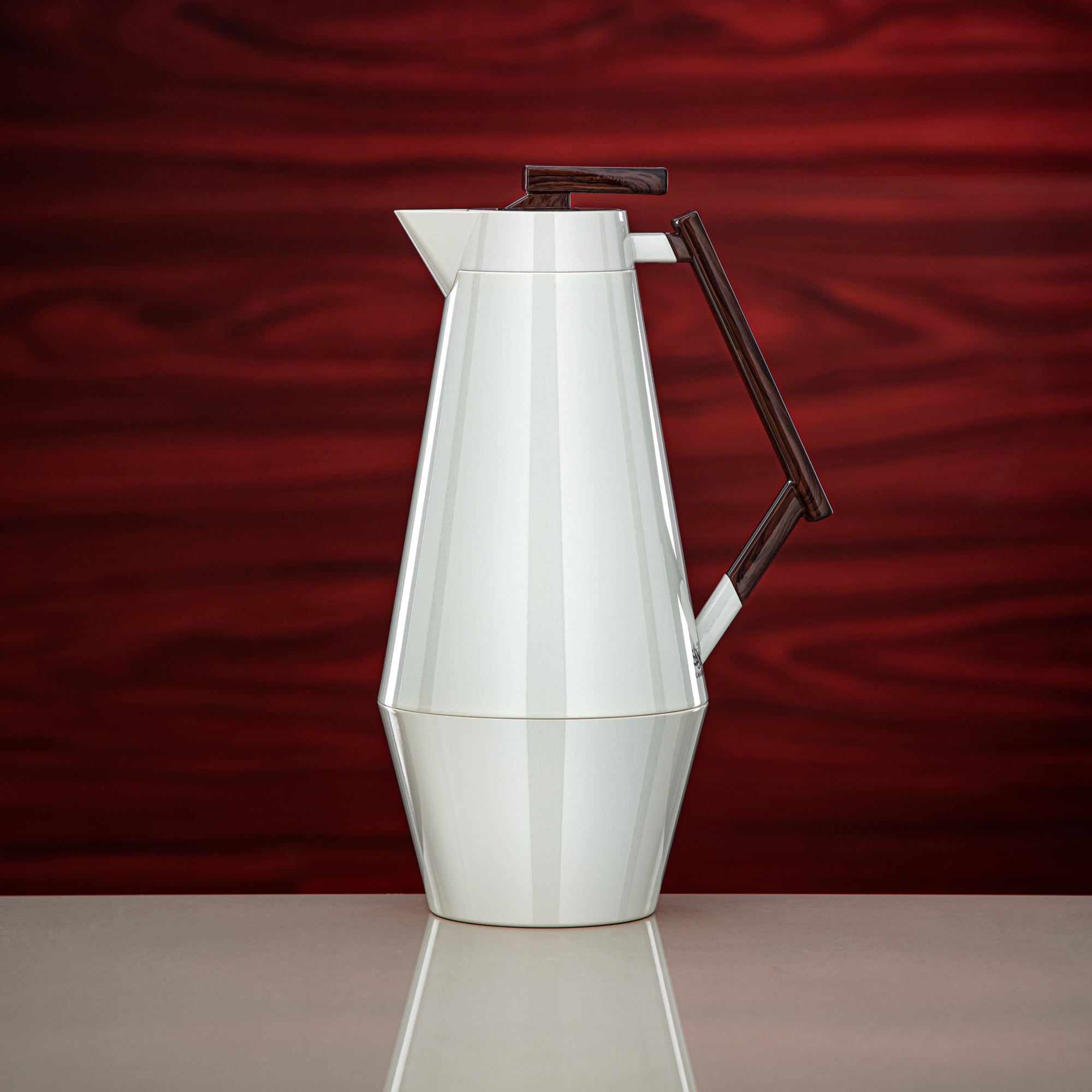 Almarjan Vacuum Flask Set 0.7L & 1L Pearl White & Dark Wood