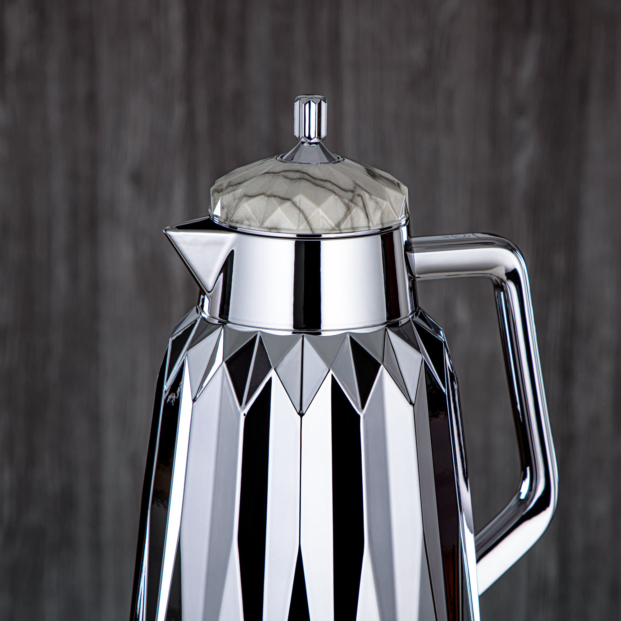 ألمرجان طقم ترامس - 1 لتر + 1 لتر، ABS، رخام أبيض لؤلؤي وفضي، تشطيب مرآة | FG209AB-100 WM/C