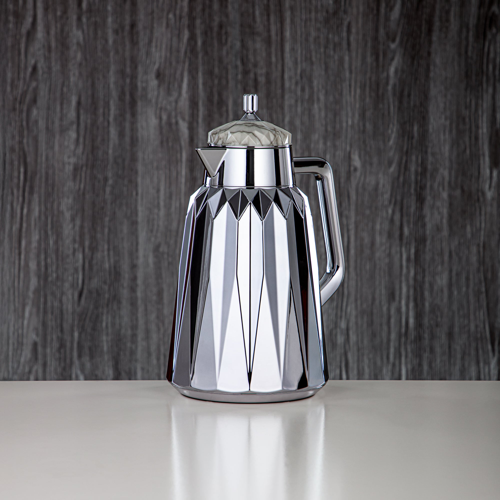 ألمرجان طقم ترامس - 1 لتر + 1 لتر، ABS، رخام أبيض لؤلؤي وفضي، تشطيب مرآة | FG209AB-100 WM/C