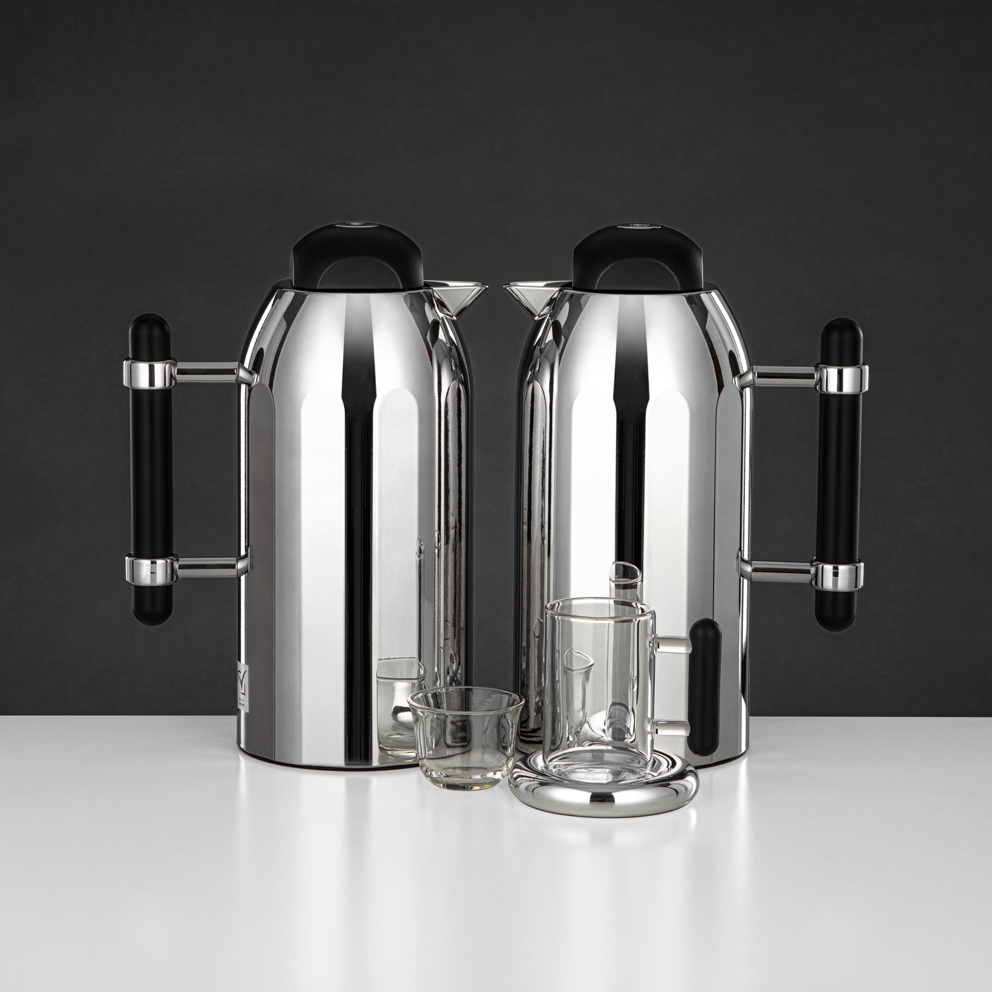 Almarjan Vacuum Flask Set 21-Piece Silver with Black Handle & Cover 1L + 1L (FG211-21 MC/TM) – Complete Serving | Ramadan & Gatherings