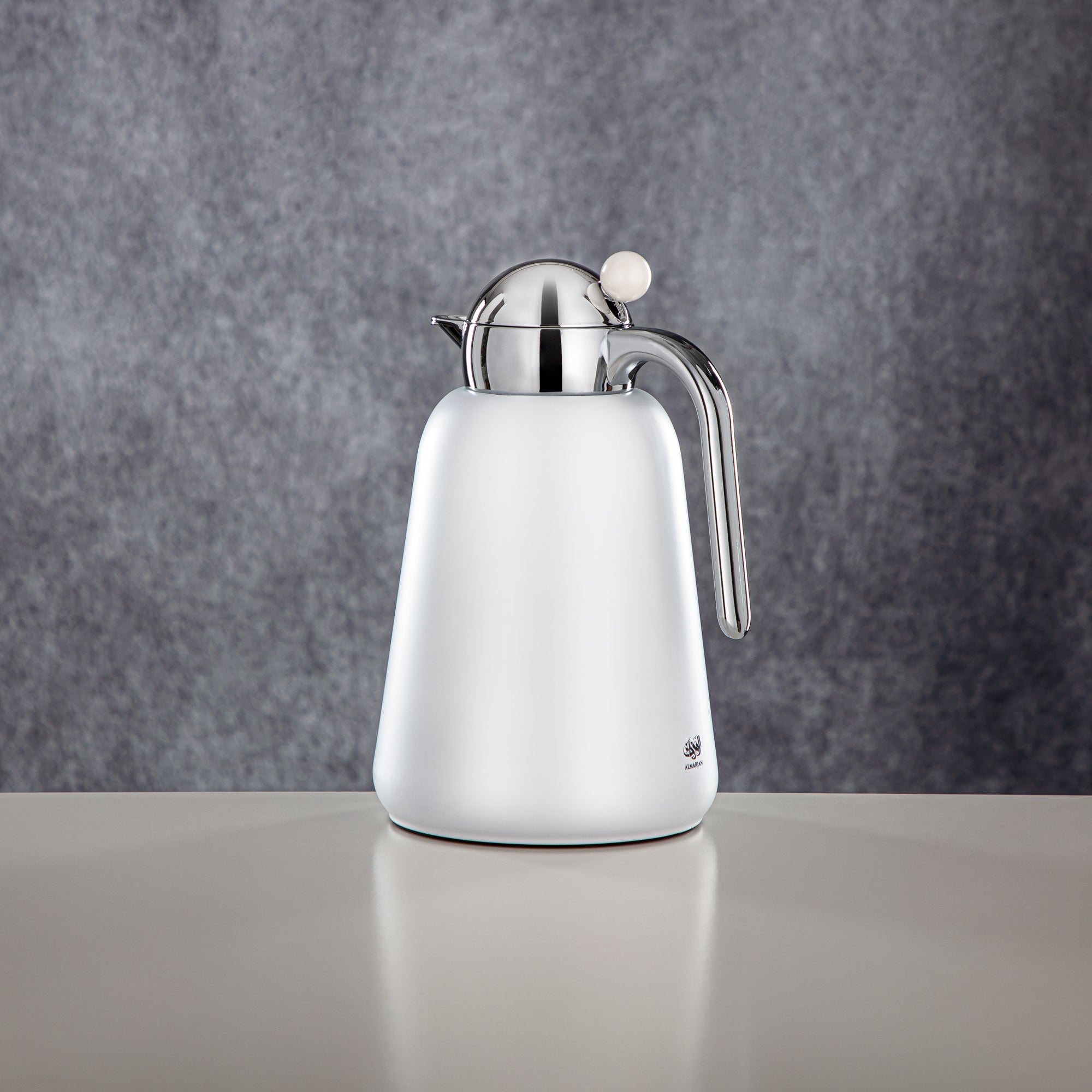 Almarjan Vacuum Flask Set - 1L + 1.5L, White & Silver (FG807-100/150 PW/C) - Modern Vacuum Flask