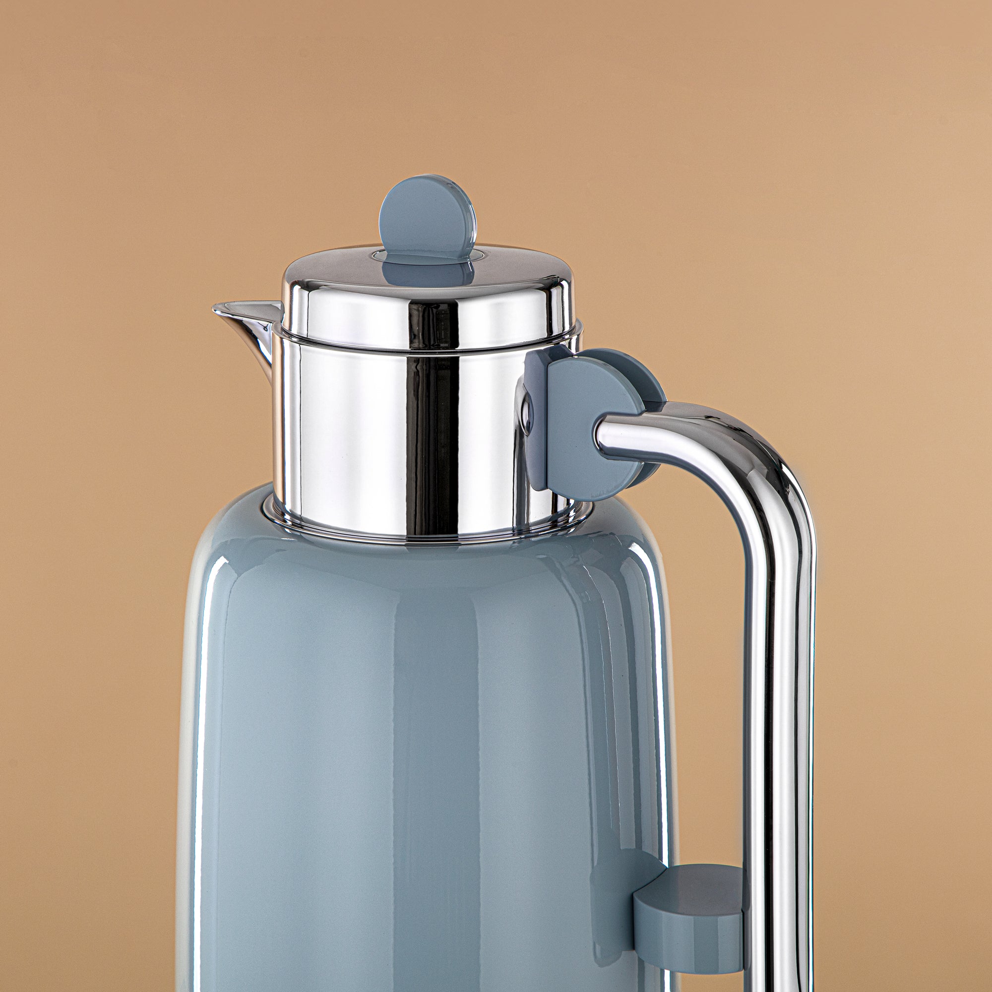 Almarjan Vacuum Flask Set - 0.7L + 1L, Baby Blue & Silver (FG808-070/100 HB/C) - For Serving Tea & Coffee