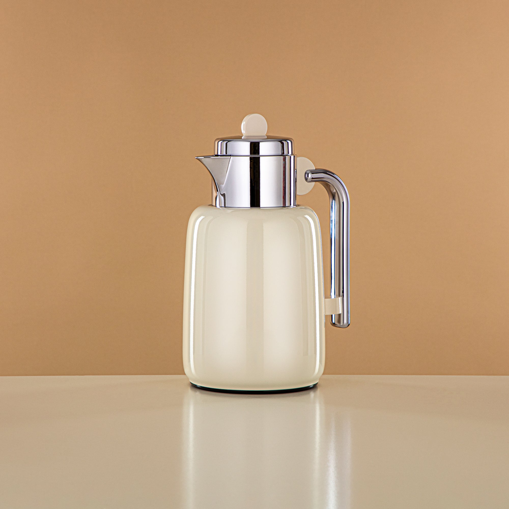 Almarjan Vacuum Flask Set - 0.7L + 1L, Ivory & Silver (FG808-070/100 IV/C) - For Serving Tea & Coffee