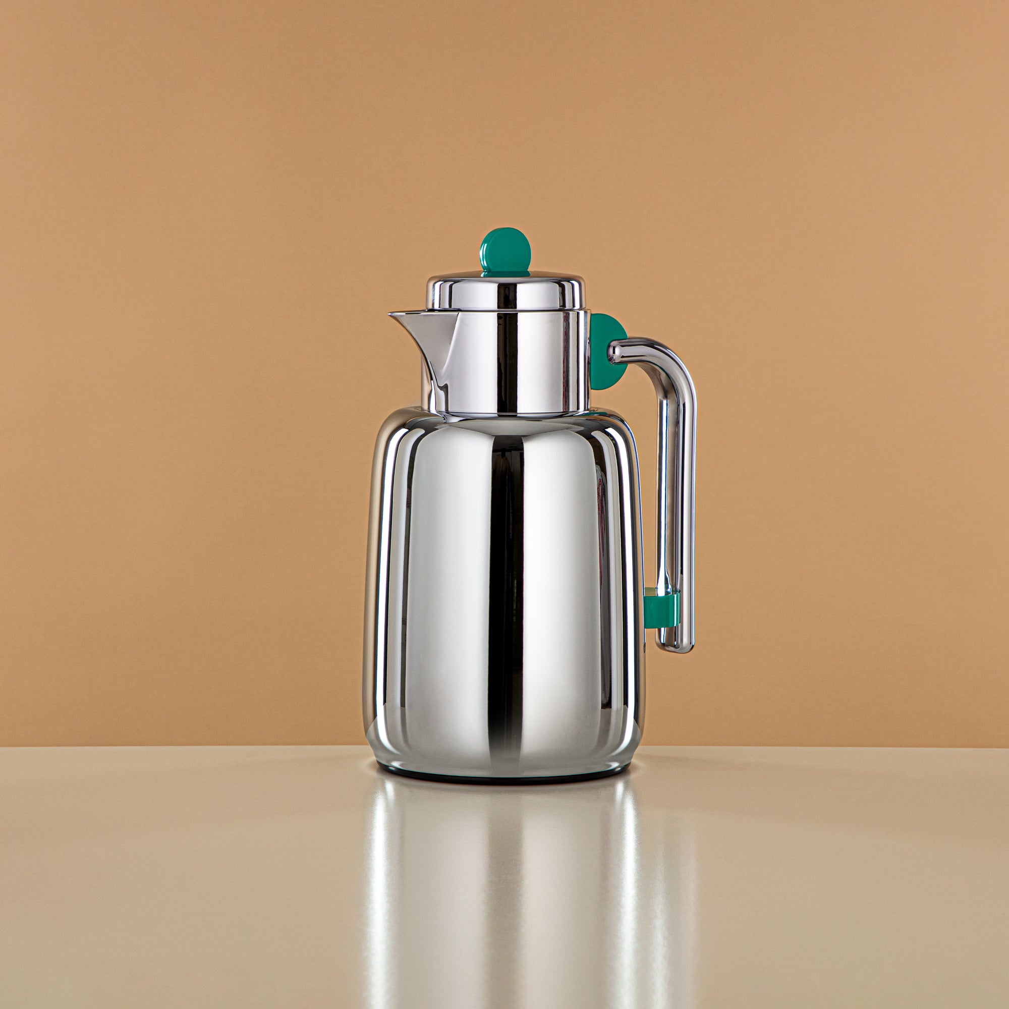Almarjan Vacuum Flask Set - 0.7L + 1L, Silver & Tiffany Green (FG808-070/100 TF/C) - For Serving Tea & Coffee