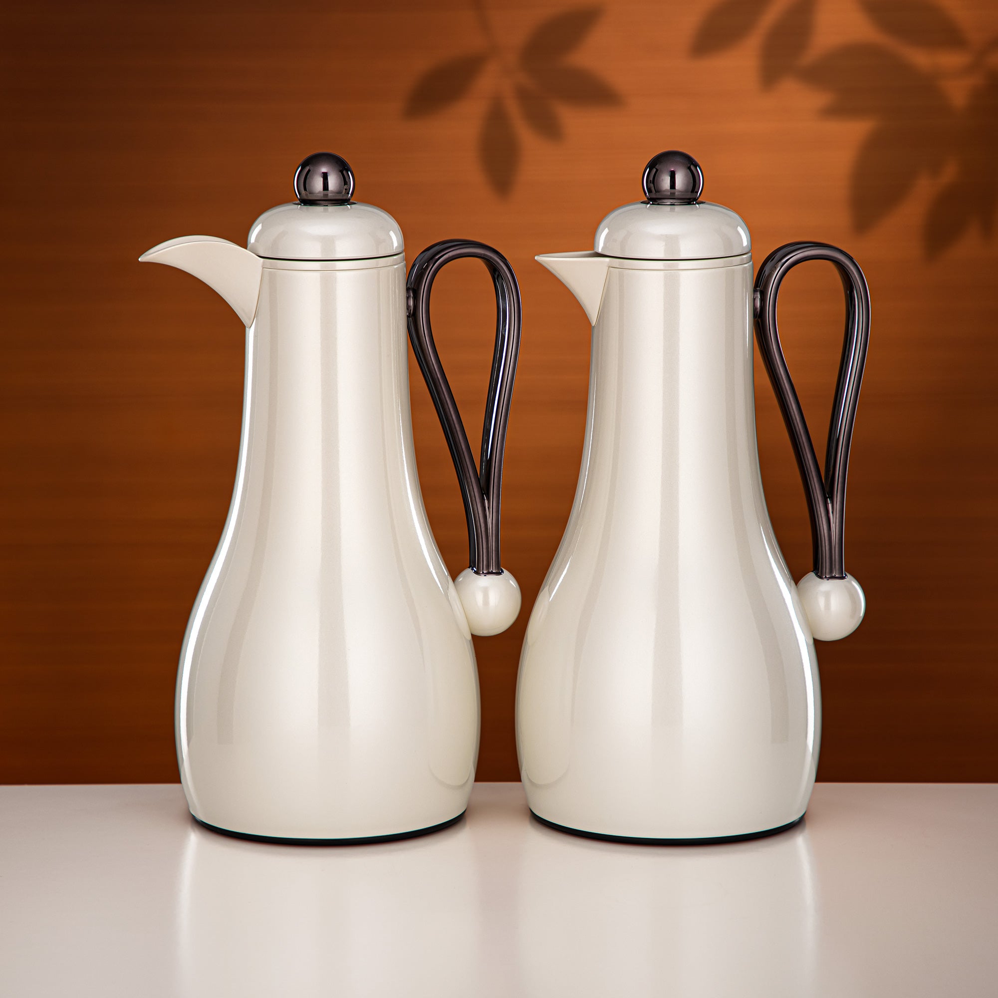 Almarjan Vacuum Flask Set 1L + 1L Pearl White & Gun Black