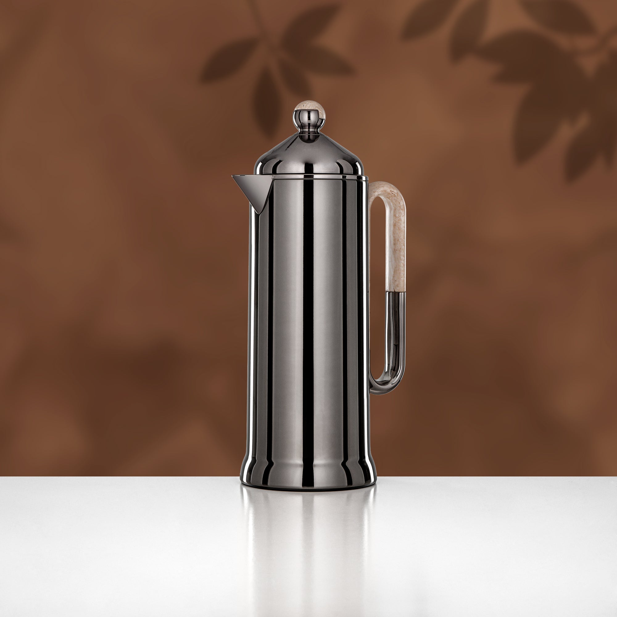 Almarjan 2 Pieces Vacuum Flask Set, Gun Black & Travertine Marble