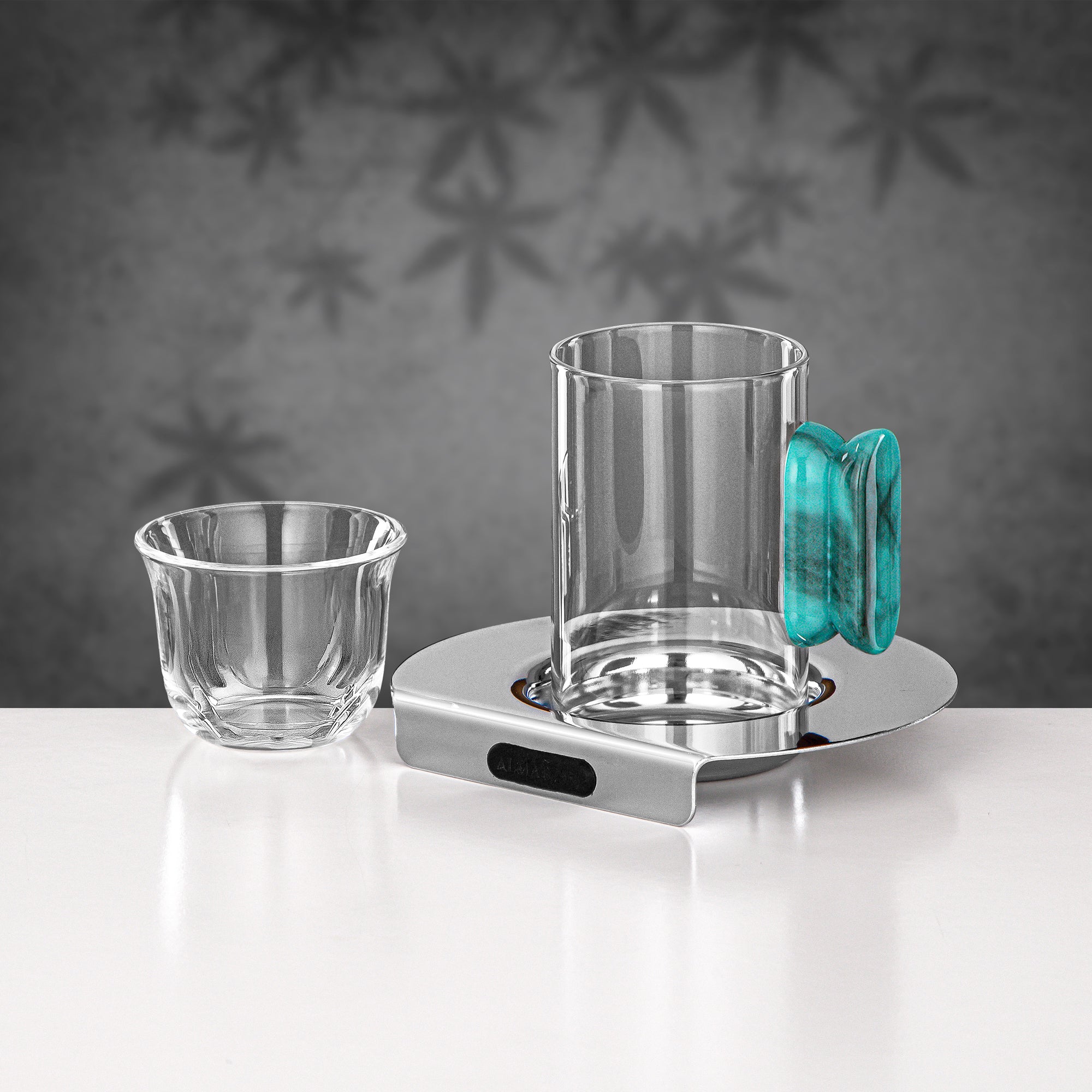 Almarjan 21 Pieces Tea & Coffee Set, Silver & Tiffany Marble