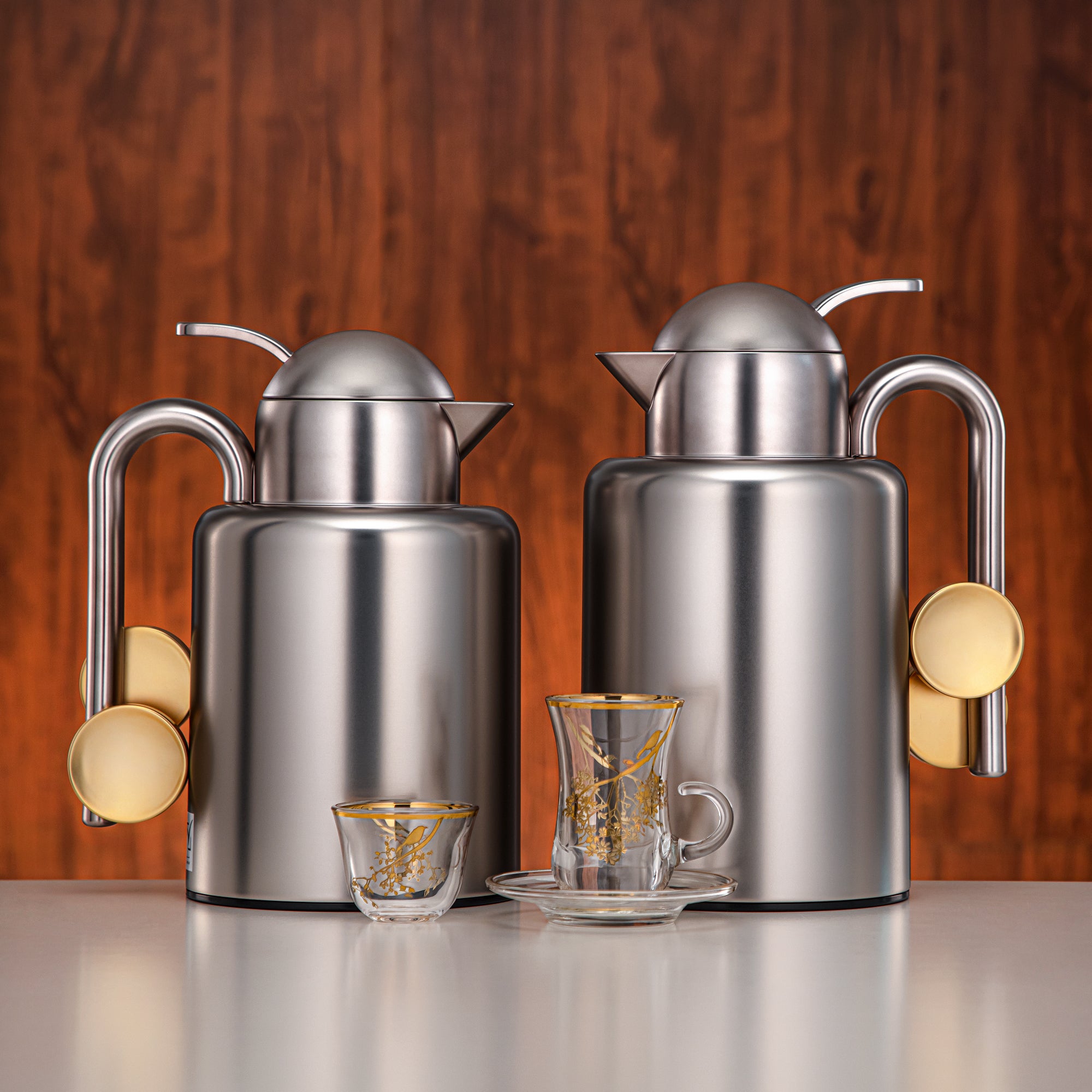 Almarjan Vacuum Flask Set 20-Piece Matt Nickel & Matt Gold