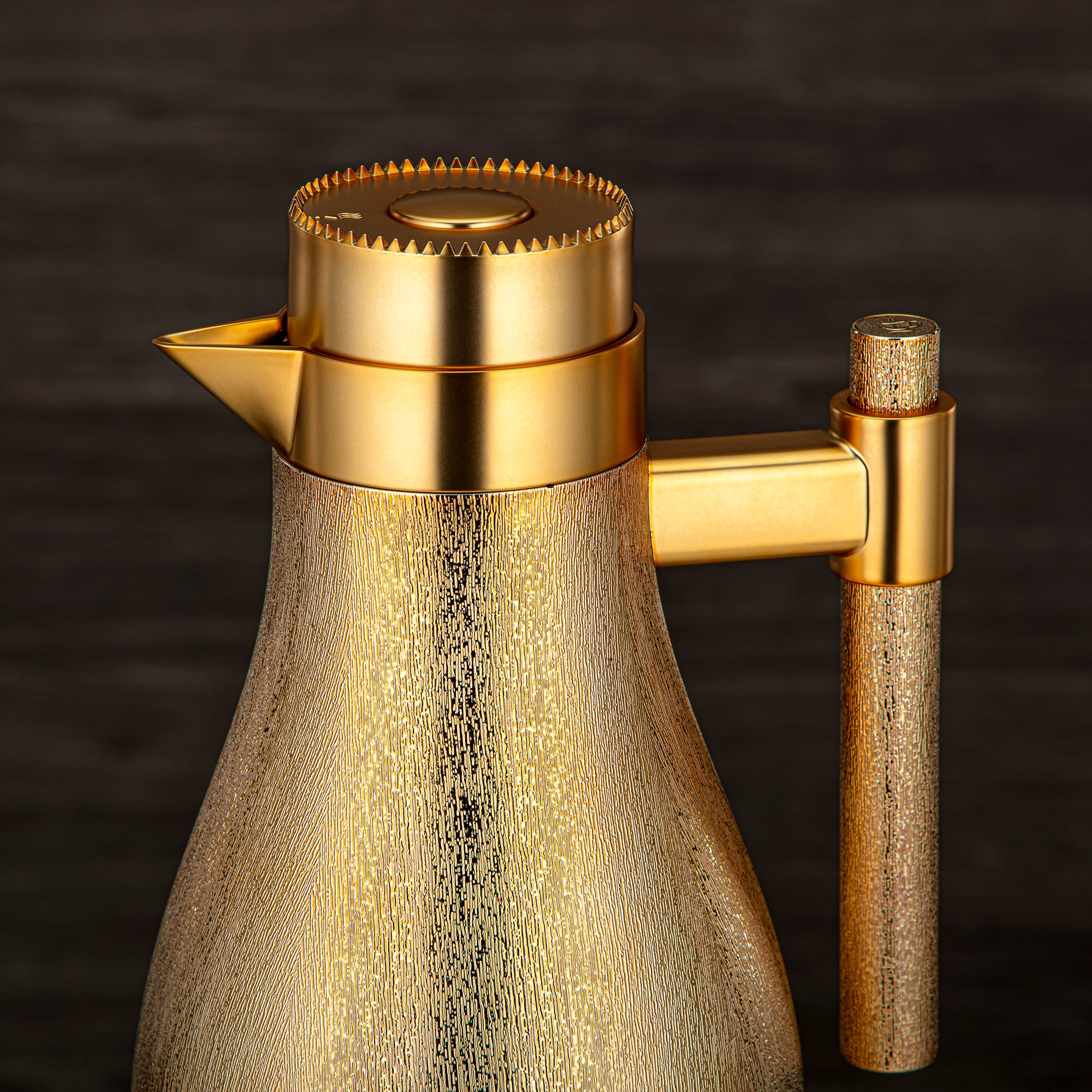 Almarjan Vacuum Flask Set ABS Push Button 1L + 1L Matt Gold (GOK-G-MG-MG) - Elegant Serving