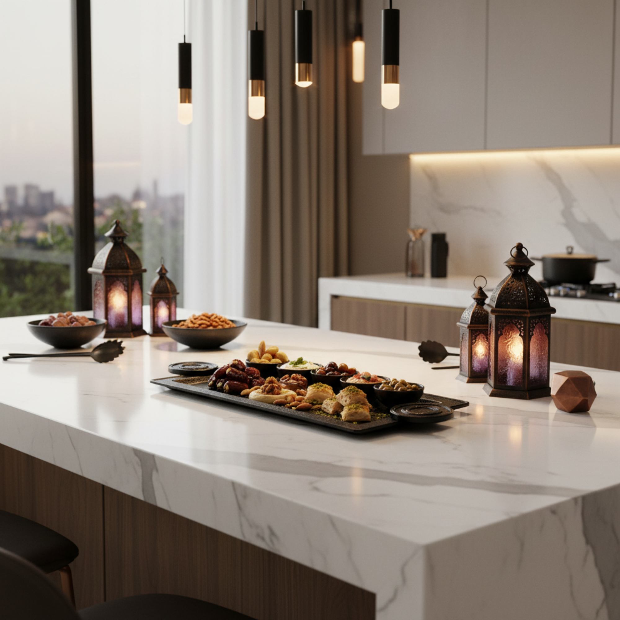 Almarjan Serving Tray 56 cm Black Crackle