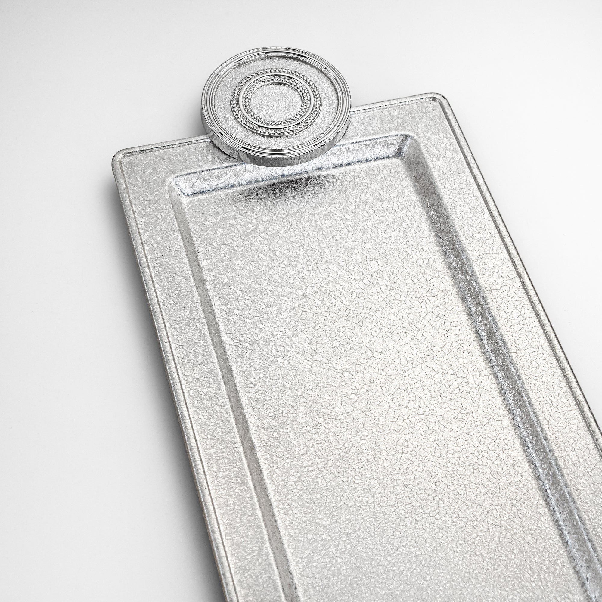 صينية تقديم المرجان 56 سم فضي بتصميم متشقق