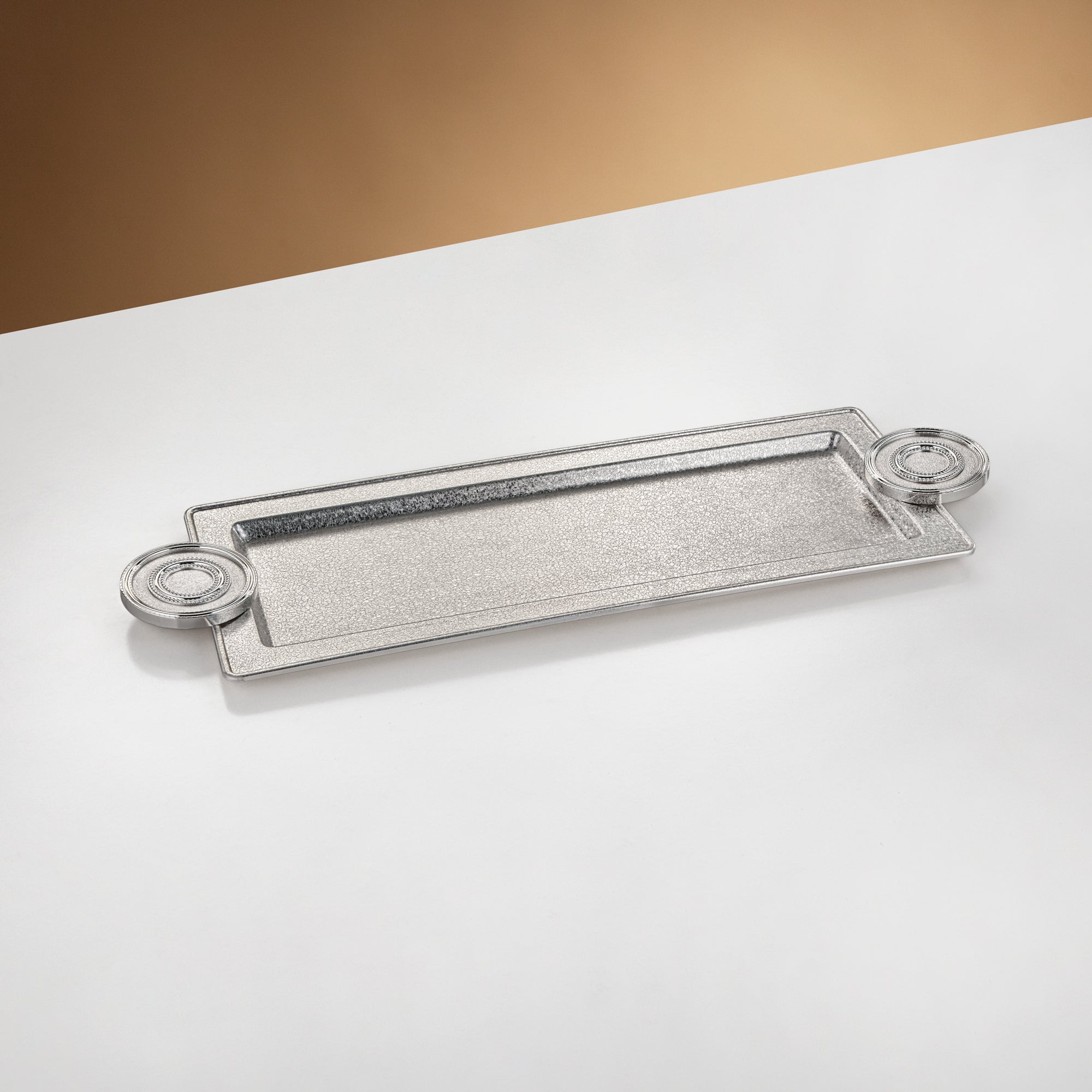 صينية تقديم المرجان 56 سم فضي بتصميم متشقق