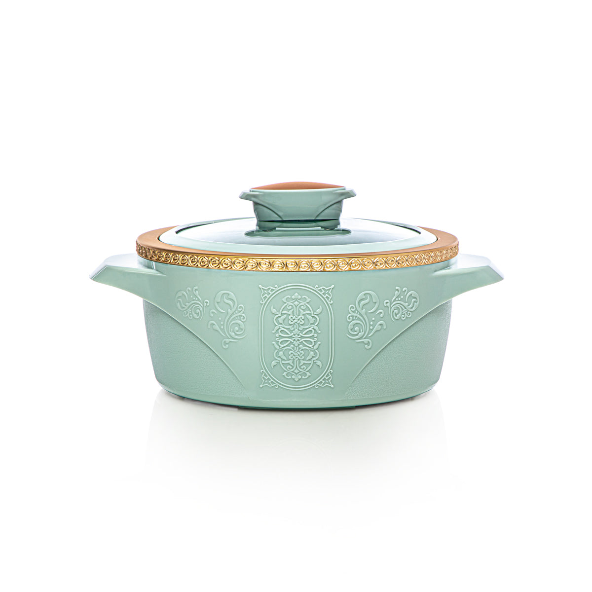 Almarjan 3 Piece Isabella Collection Plastic Hot Pot Green & Gold - PEL2530108
