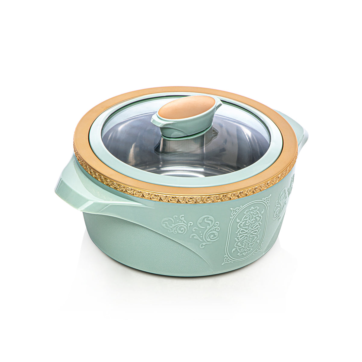 Almarjan 3 Piece Isabella Collection Plastic Hot Pot Green & Gold - PEL2530108