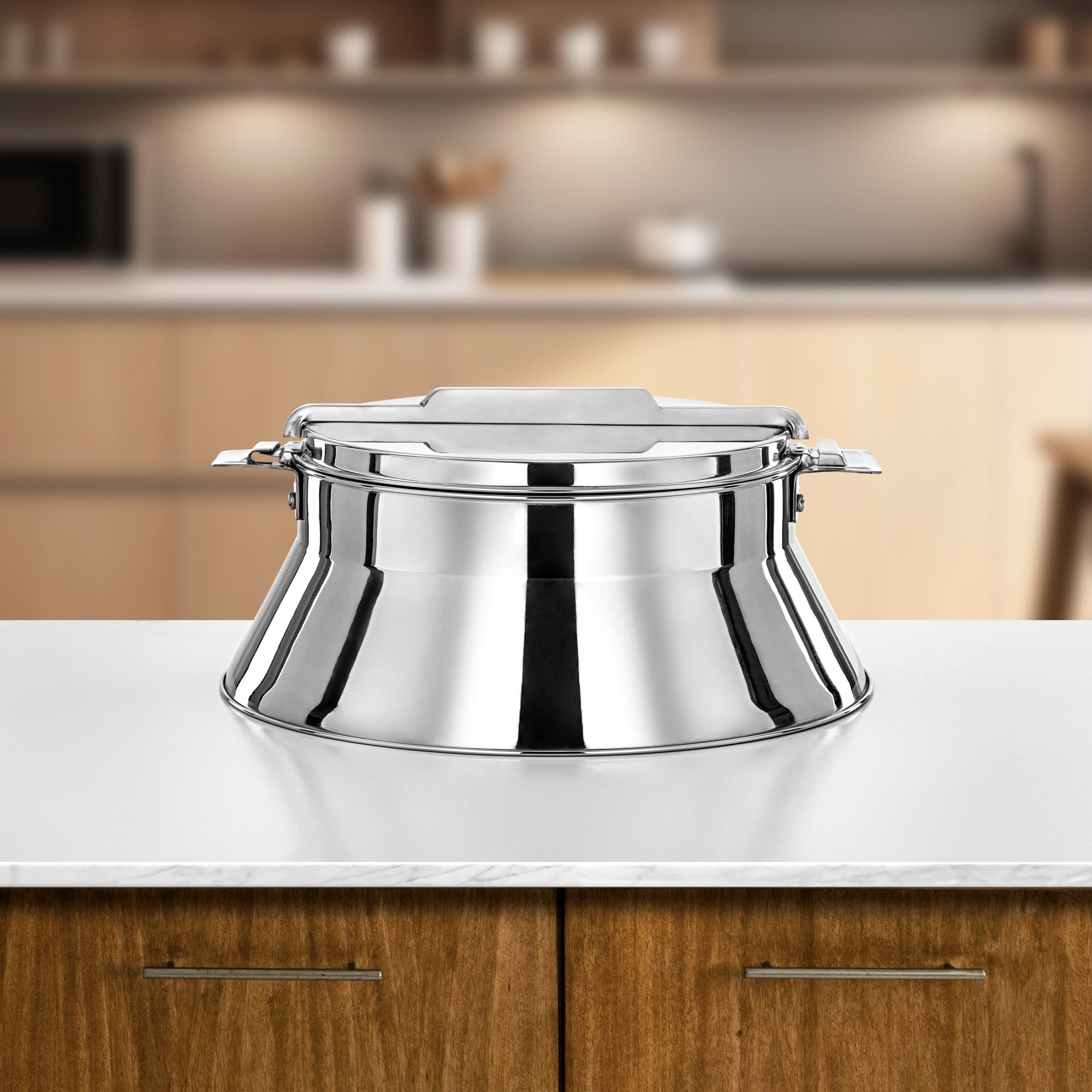 Almarjan Hot Pot Stainless Steel, 25CM (3000ML), Silver (H25P8) - Dalal Collection