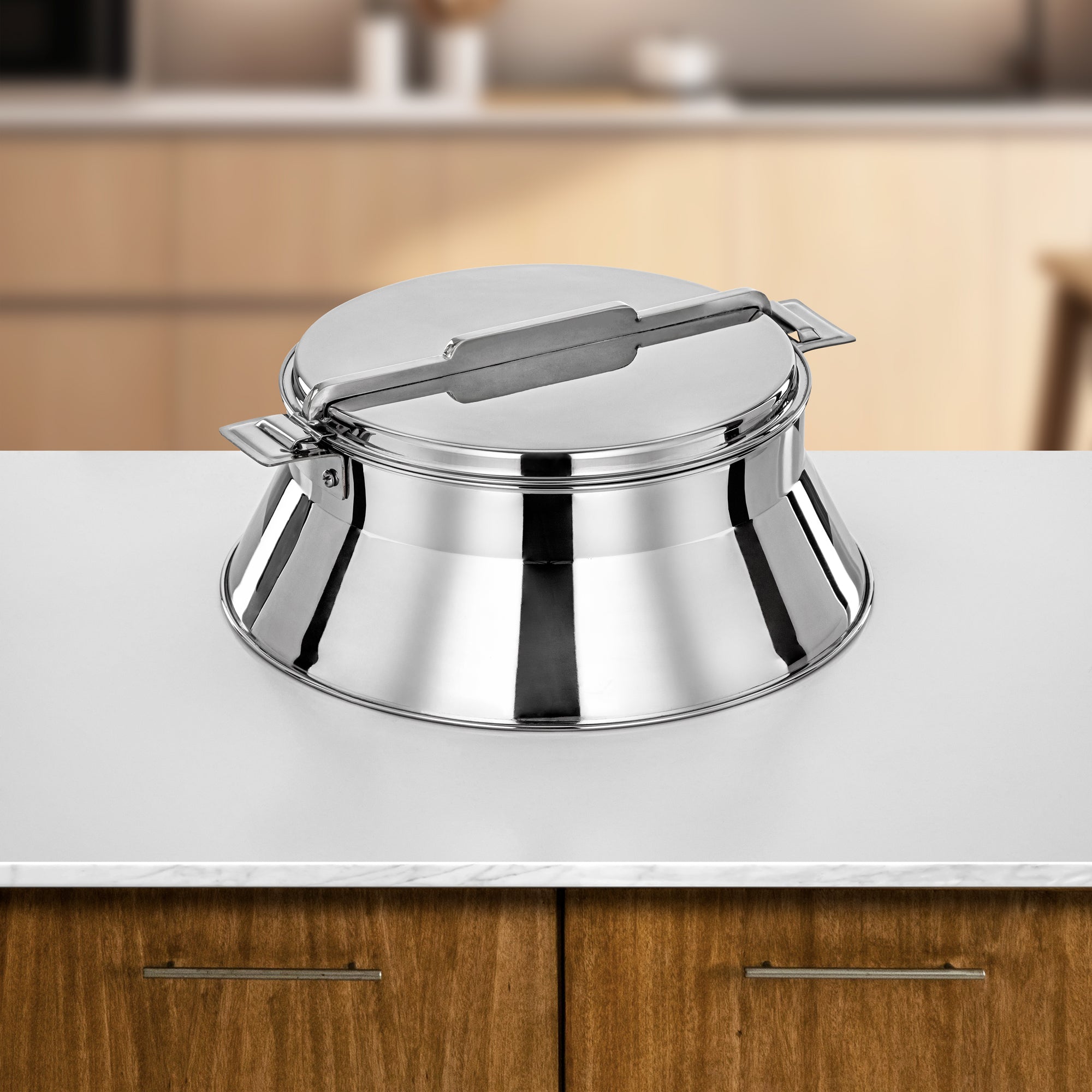 Almarjan Hot Pot Stainless Steel, 25CM (3000ML), Silver (H25P8) - Dalal Collection