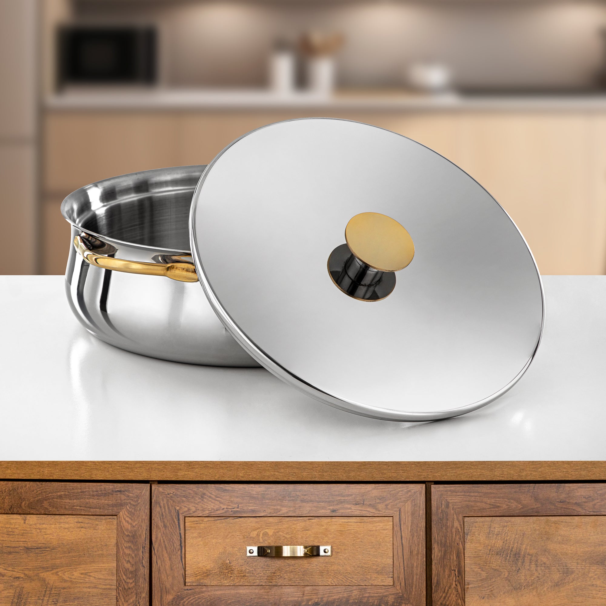 المارجان حرارات ستانلس ستيل، 35 سم (6000 مل)، فضي وذهبي (H25PG15) - مجموعة جواهر