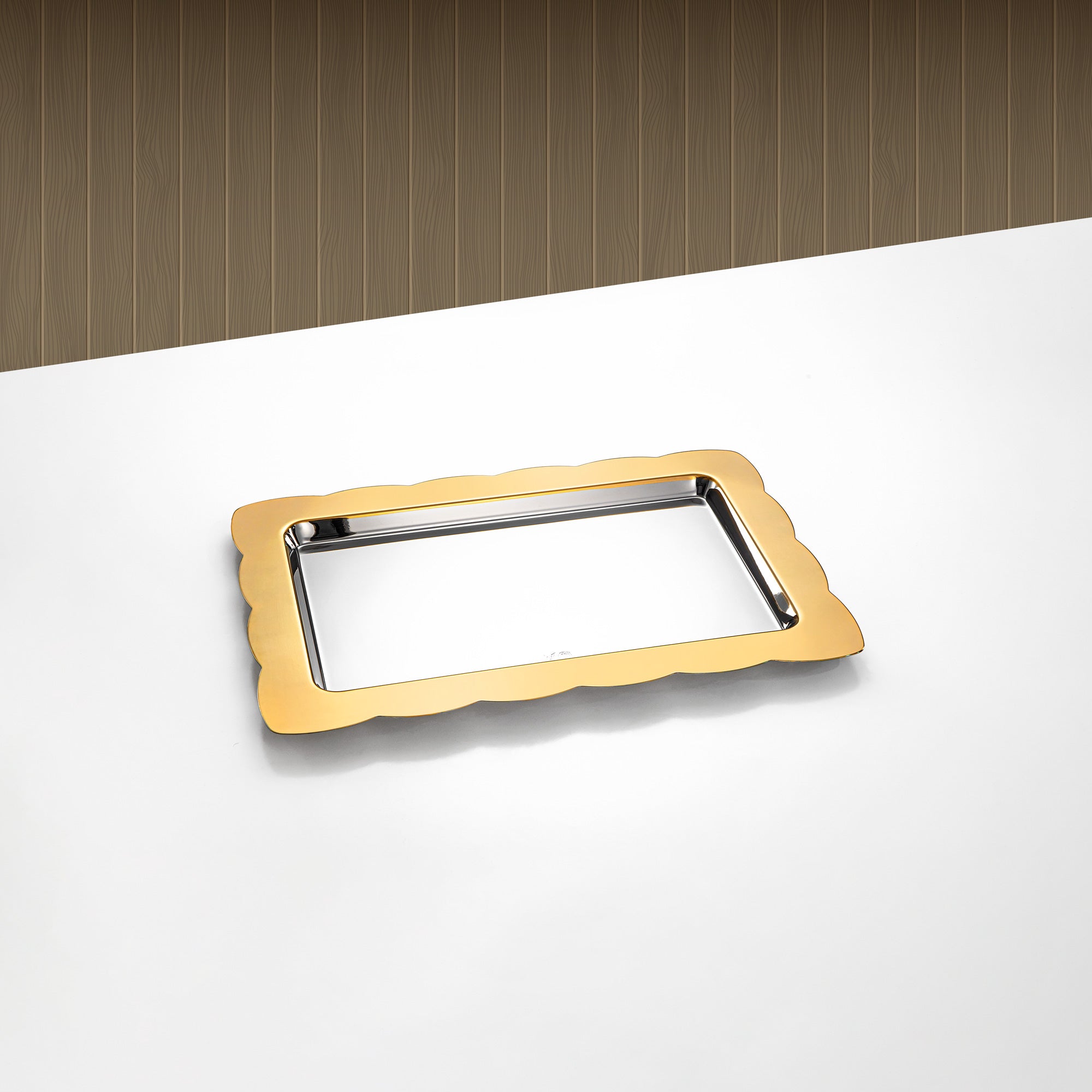 Almarjan Joni Rectangular Serving Tray 40cm Silver & Gold