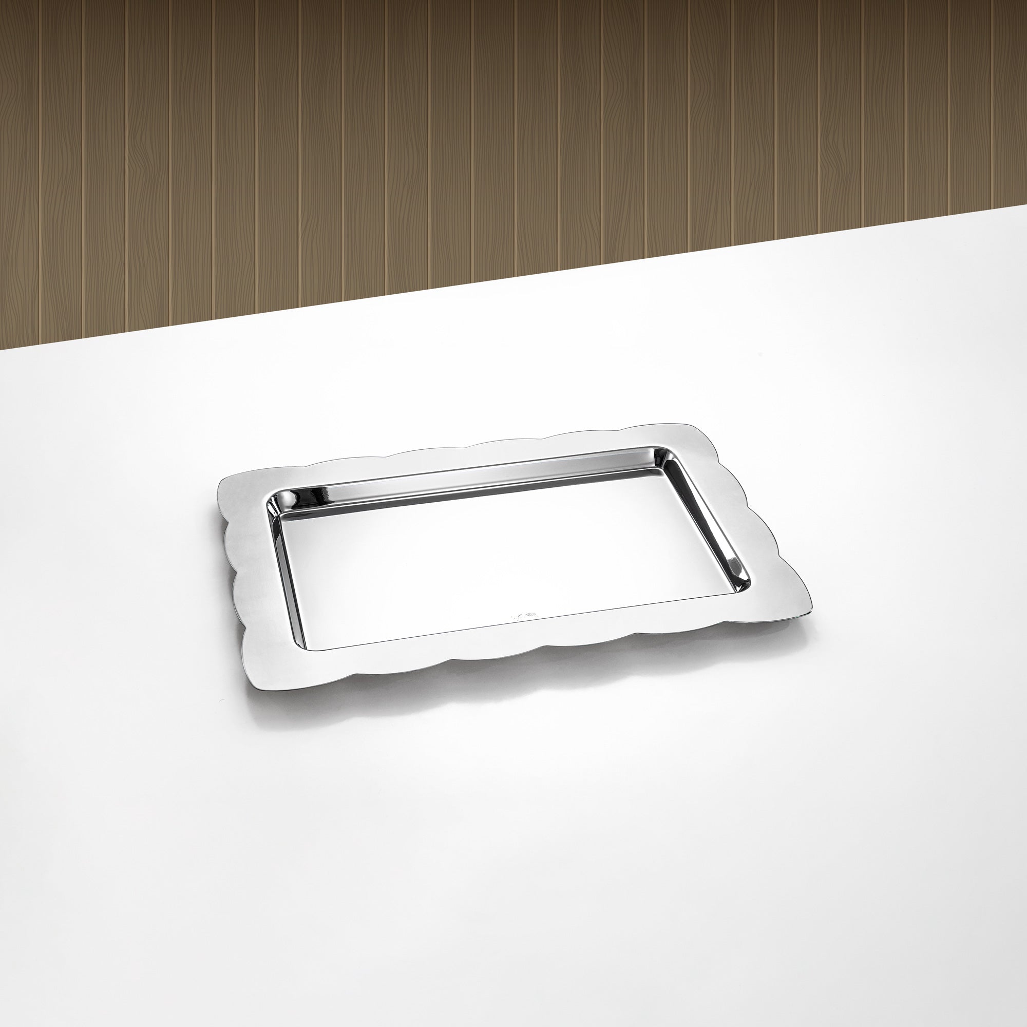 Almarjan Joni Rectangular Serving Tray 40cm Silver