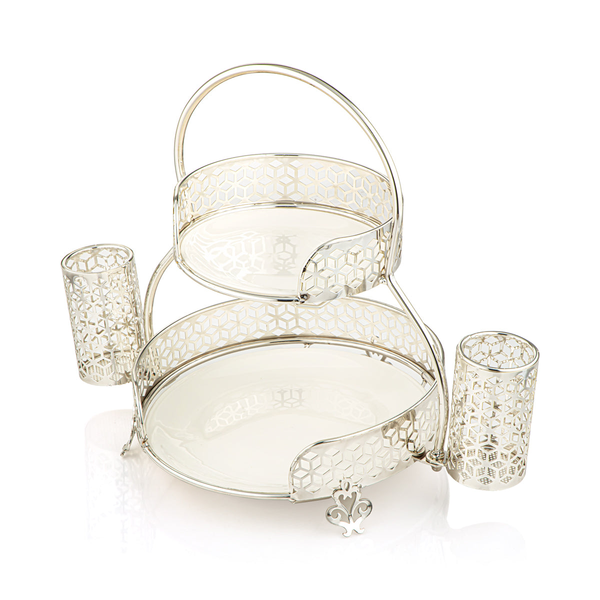 Almarjan 27 CM Bonbonnière 2 Niveaux Argent - AZ-277/S