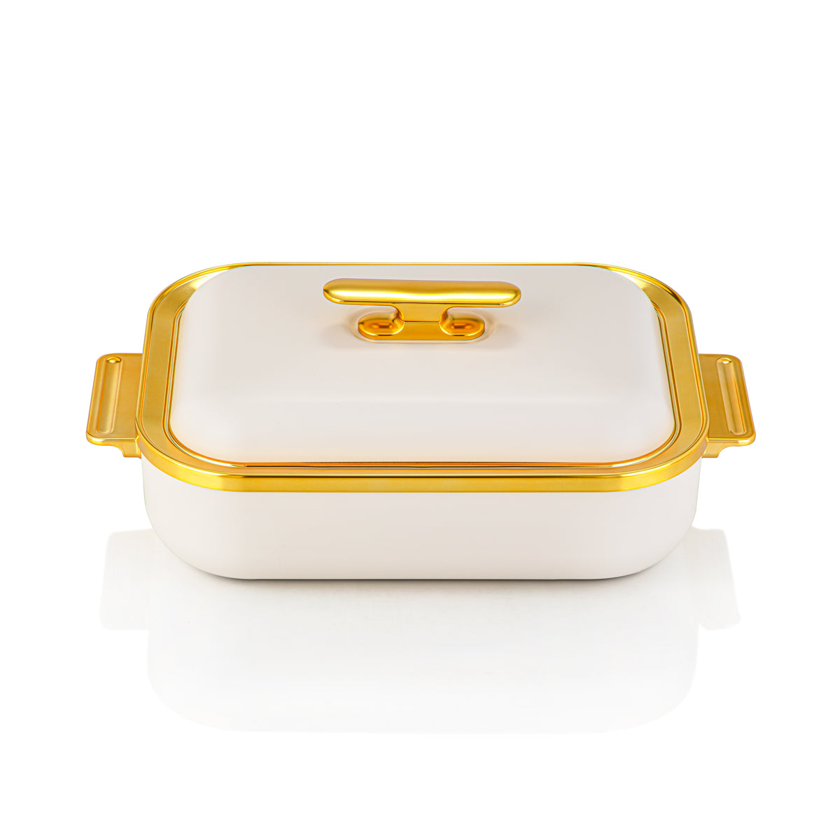 Almarjan 3 Litres Rectangle Marmite Plastique Beige & Or - HP03-300 Beige Or