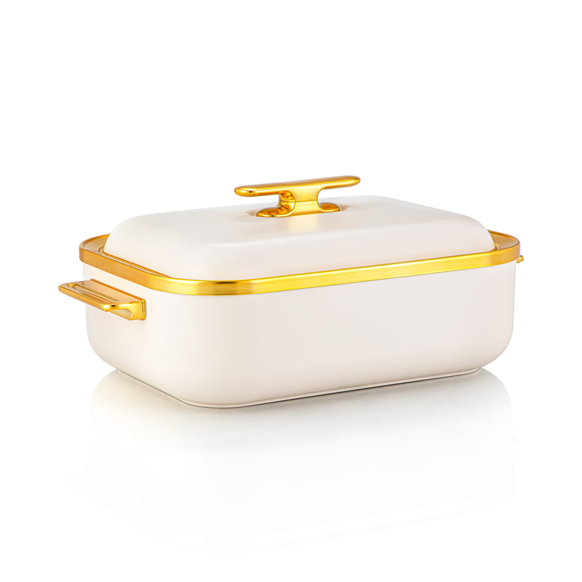 Almarjan Marmite Rectangulaire Plastique 4 Litres Beige & Or - HP03-400 Beige Or