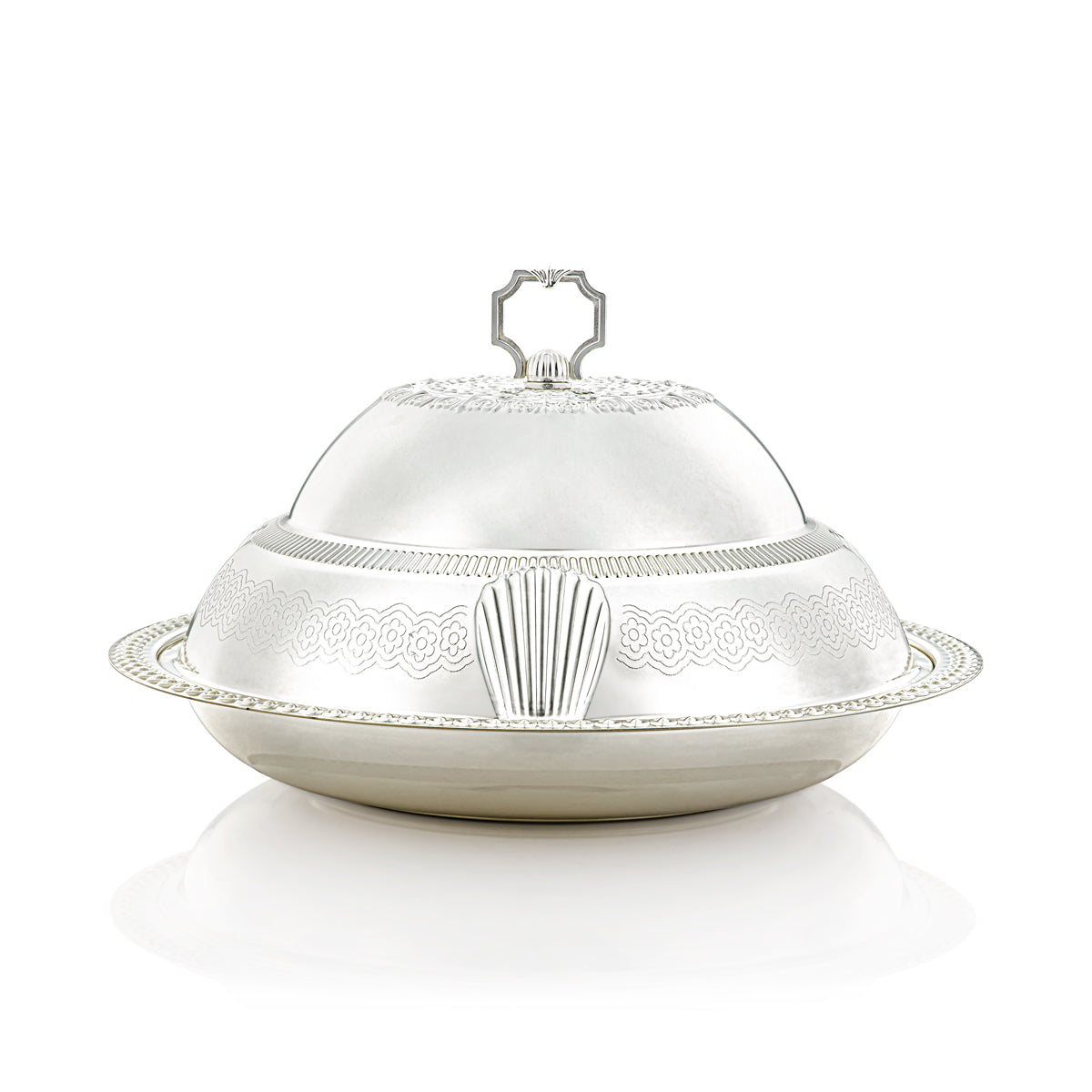 Almarjan 40 CM Sadaf Collection Plateau Avec Couvercle Argent - RT4431L-S