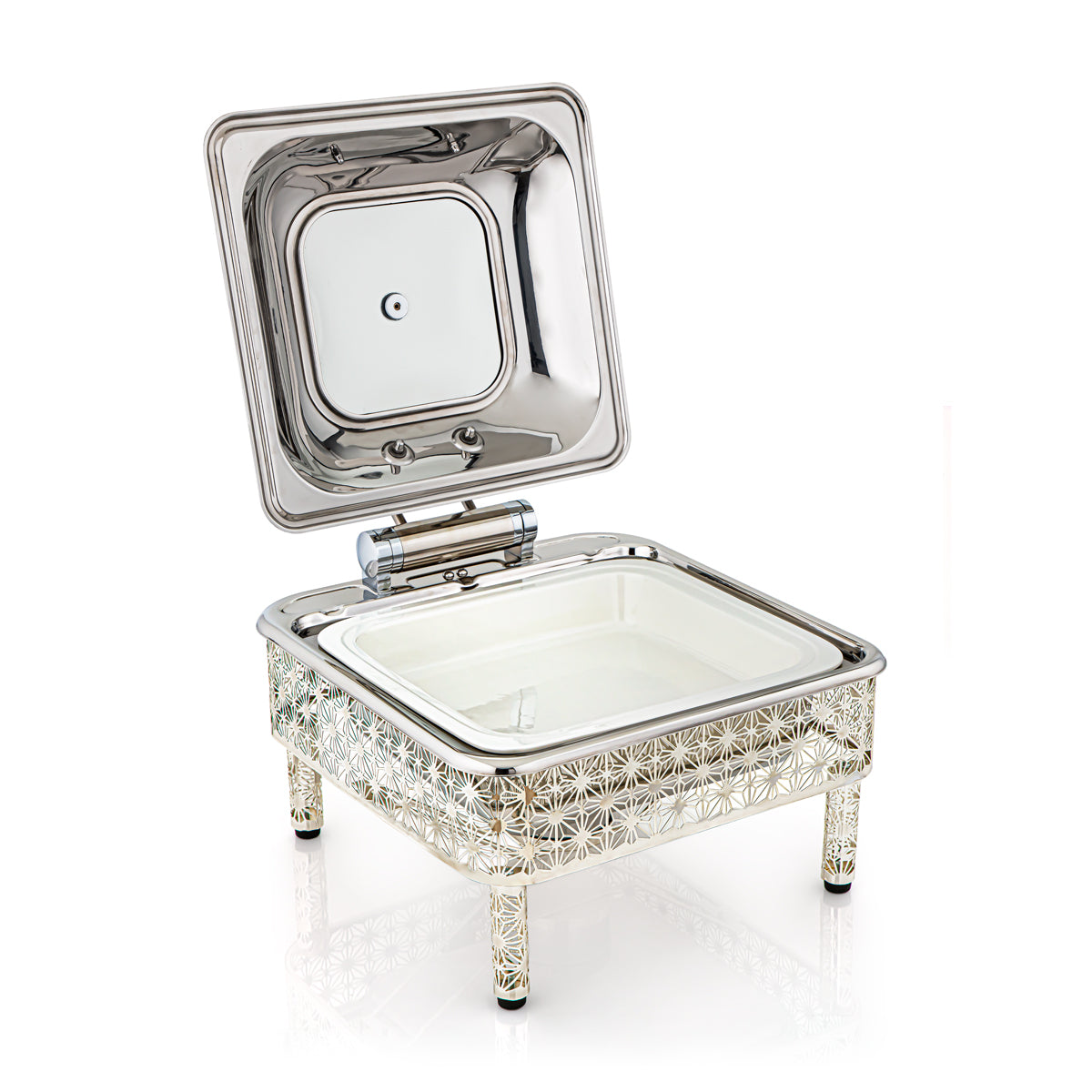 Chafing Dish Hydraulique Almarjan 4000 ML Avec Plaque Céramique Argent - STS0010760