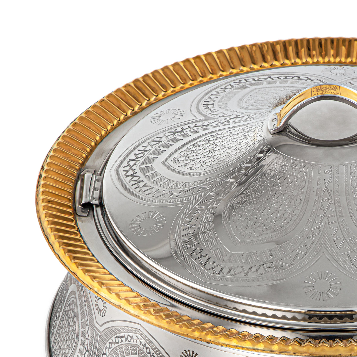 Almarjan 35 CM Collection Afrah Marmite Inox Argent & Or - Serrure H22EPG1