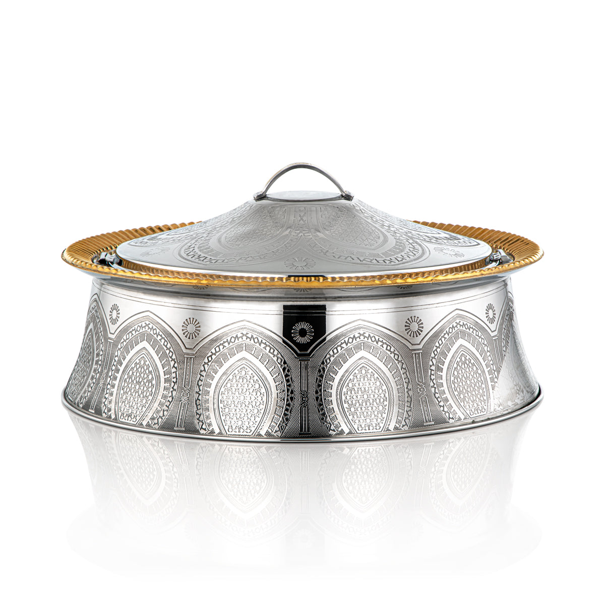 Almarjan 35 CM Collection Afrah Marmite Inox Argent & Or - Serrure H22EPG1