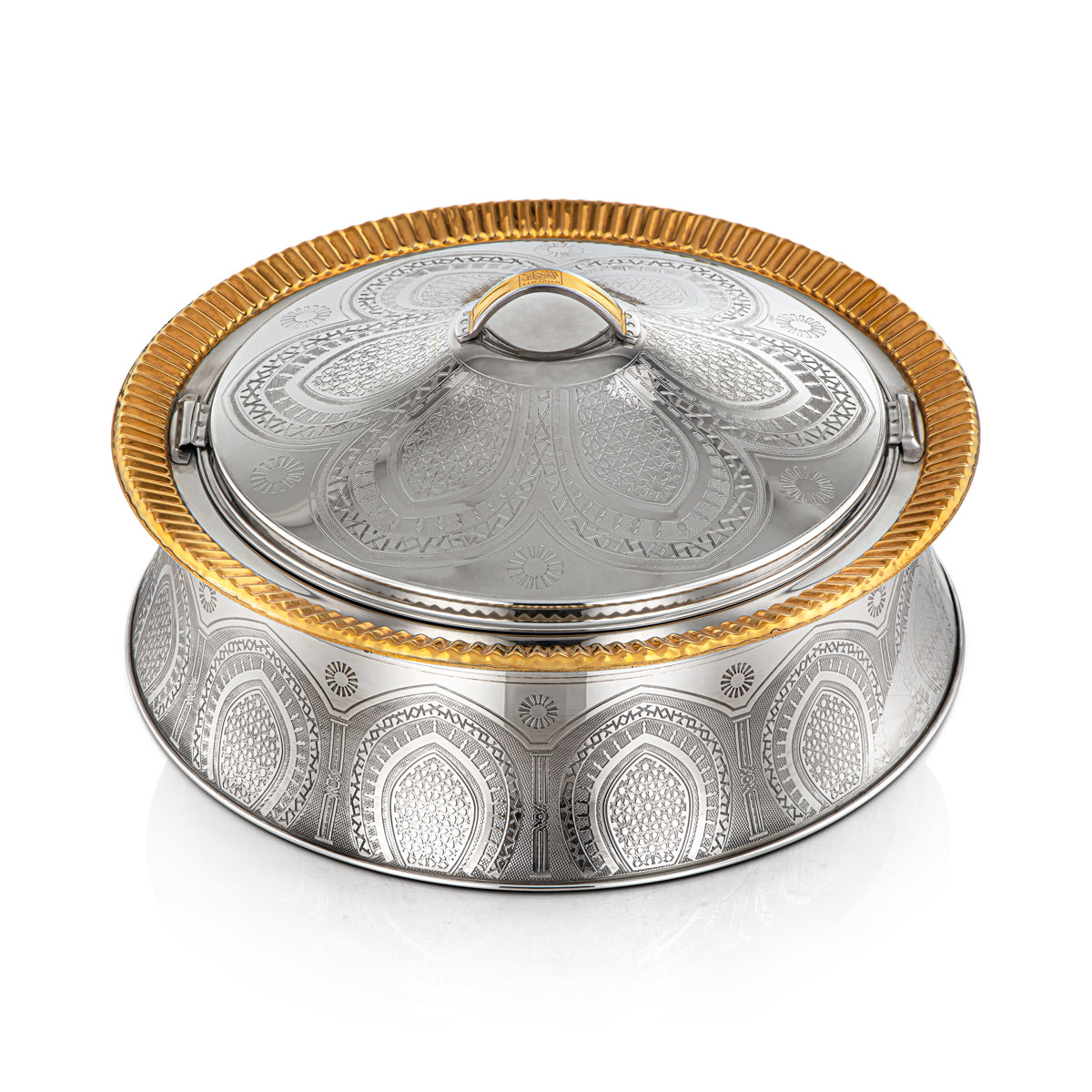 Almarjan 35 CM Collection Afrah Marmite Inox Argent & Or - Serrure H22EPG1