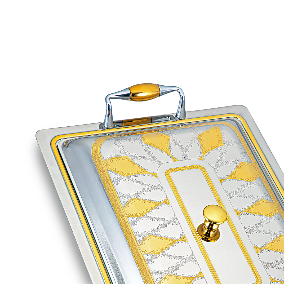 Almarjan 45 CM Edy Collection Plateau Rectangulaire En Acier Inoxydable Avec Couvercle - STS2051160