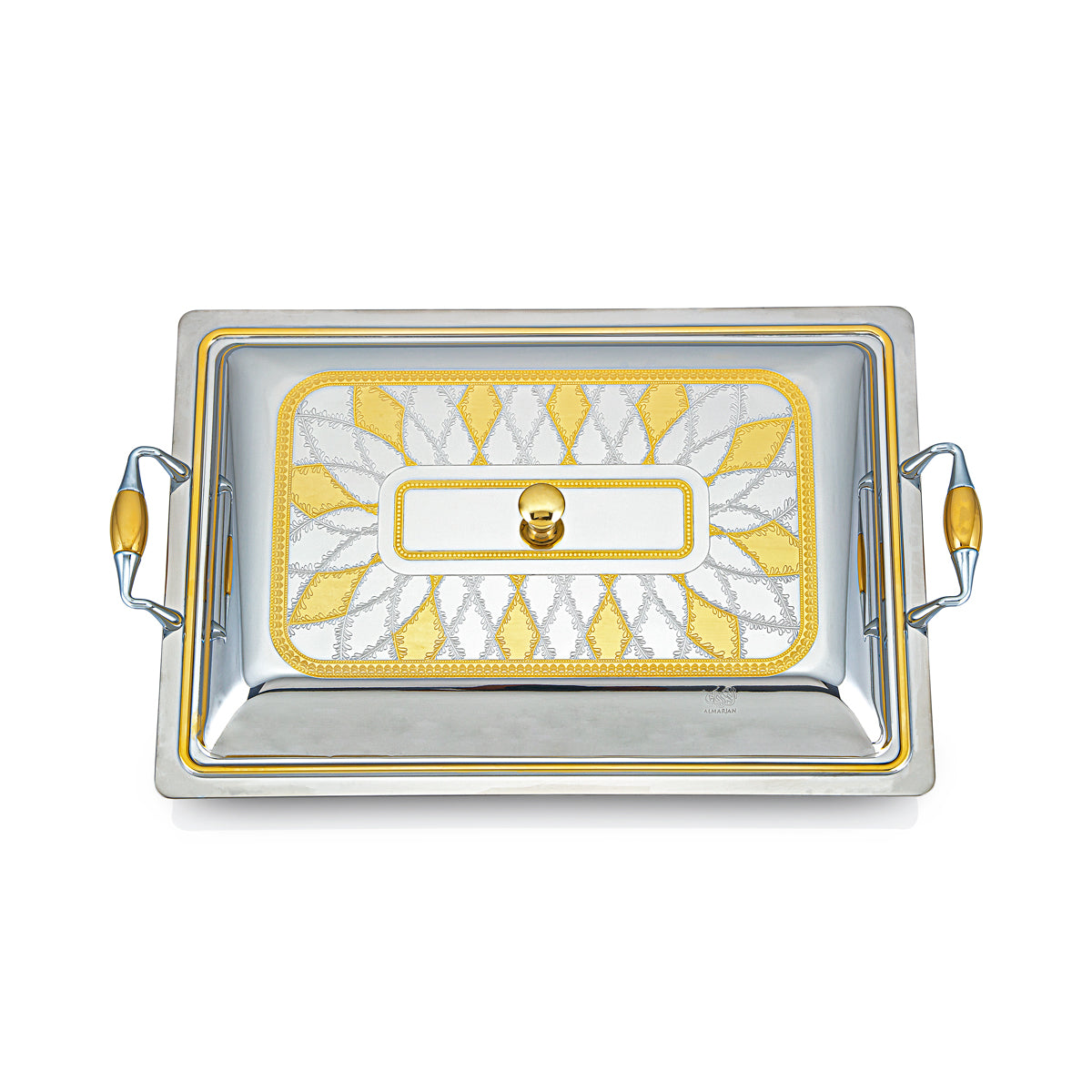 Almarjan 45 CM Edy Collection Plateau Rectangulaire En Acier Inoxydable Avec Couvercle - STS2051160