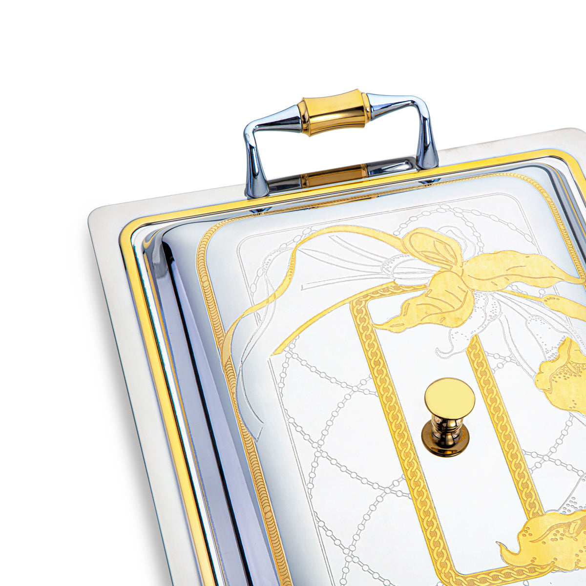 Almarjan 40 CM Calle Collection Plateau Rectangulaire En Acier Inoxydable Avec Couvercle - STS2051189