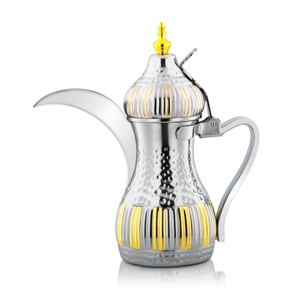 Almarjan 0.75 Liter Stainless Steel Dallah Silver & Gold - STS0010726