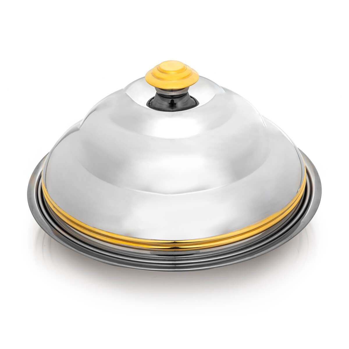 Almarjan 40 CM Orchid Collection Stainless Steel Koozy Tray Silver & Gold - H21PG1