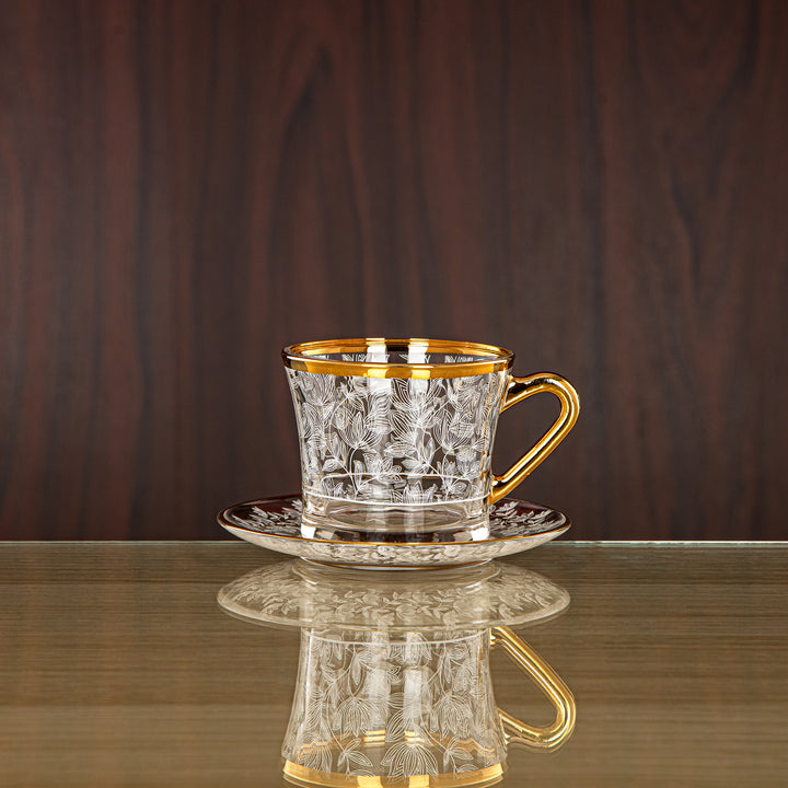 Almarjan 160 ML Glass Cup & Saucer - 1353BJ-0011P-SYE