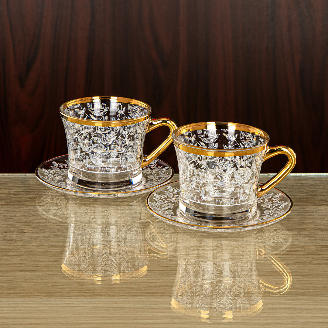 Almarjan 160 ML Glass Cup & Saucer - 1353BJ-0011P-SYE