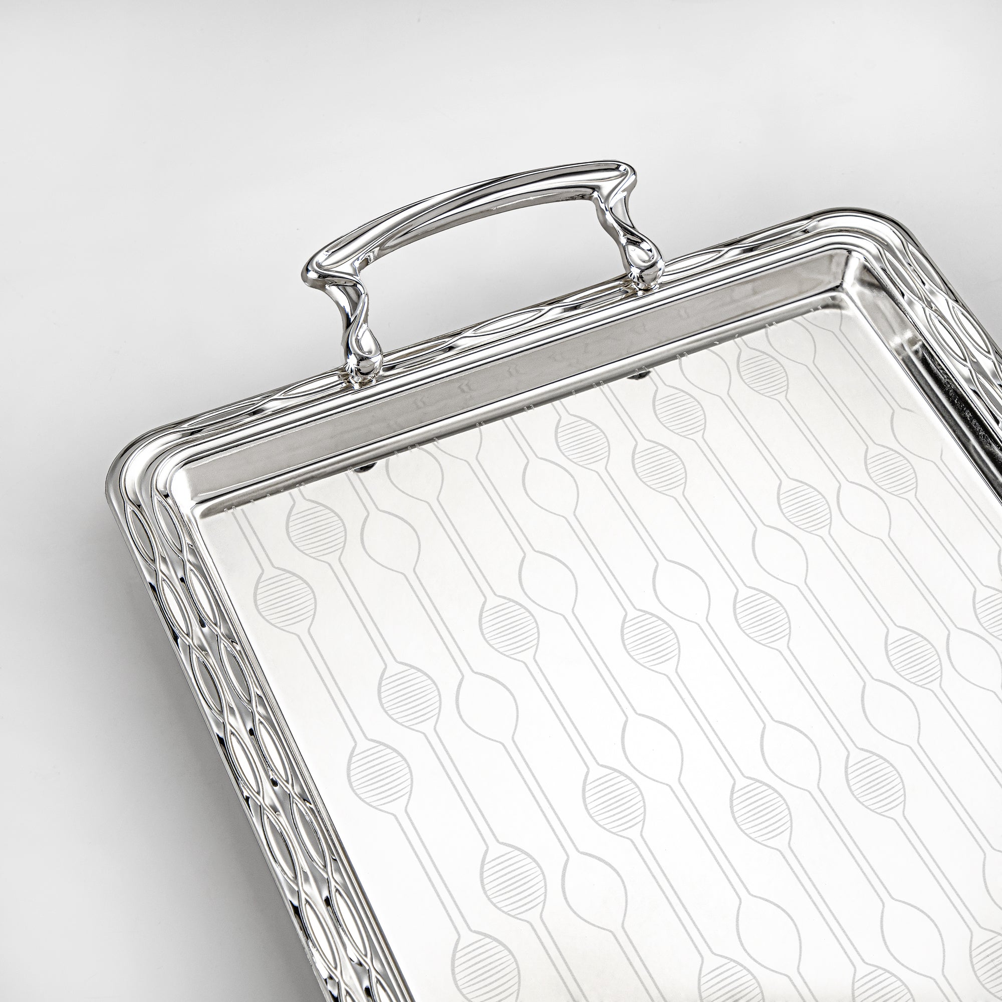Almarjan Serving Tray Set - 3 Pieces, Silver (333XLLM-S) | Ramadan & Special Occasions