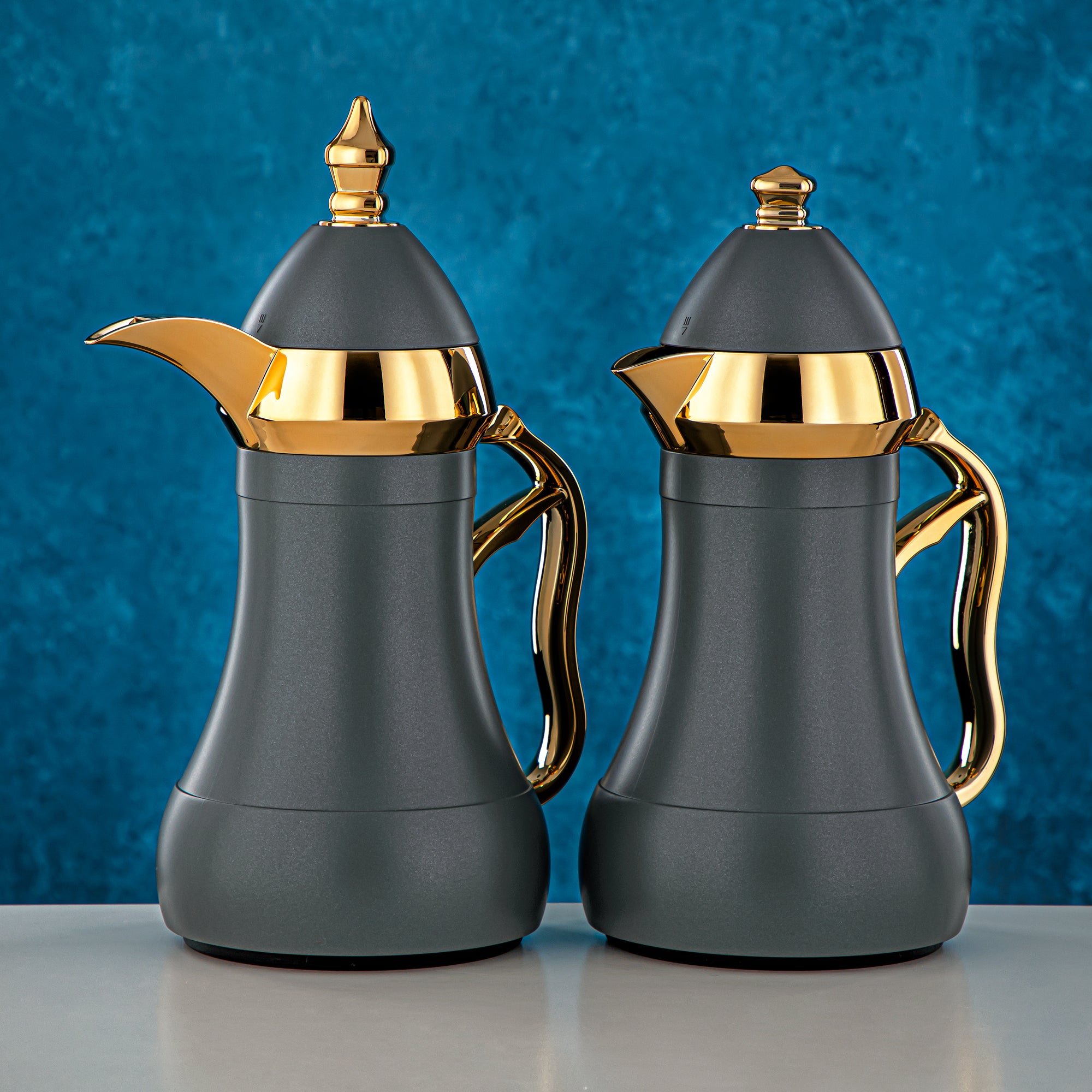 Almarjan 2 Pieces Vacuum Flask Set Dark Grey & Gold - AMJ-070/B070Q315YZC95